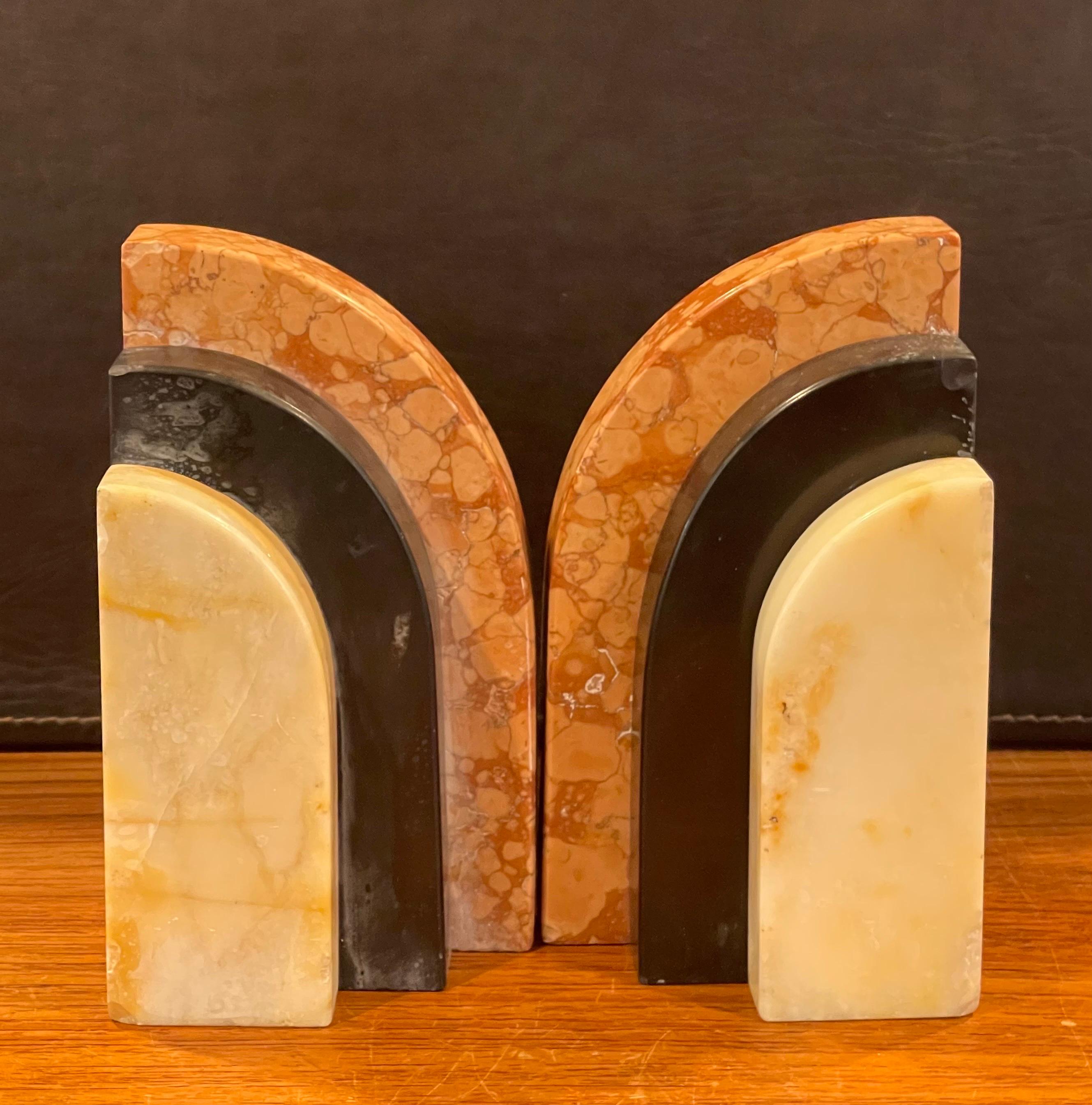 Pair of Marble Art Deco Arched Bookends 6