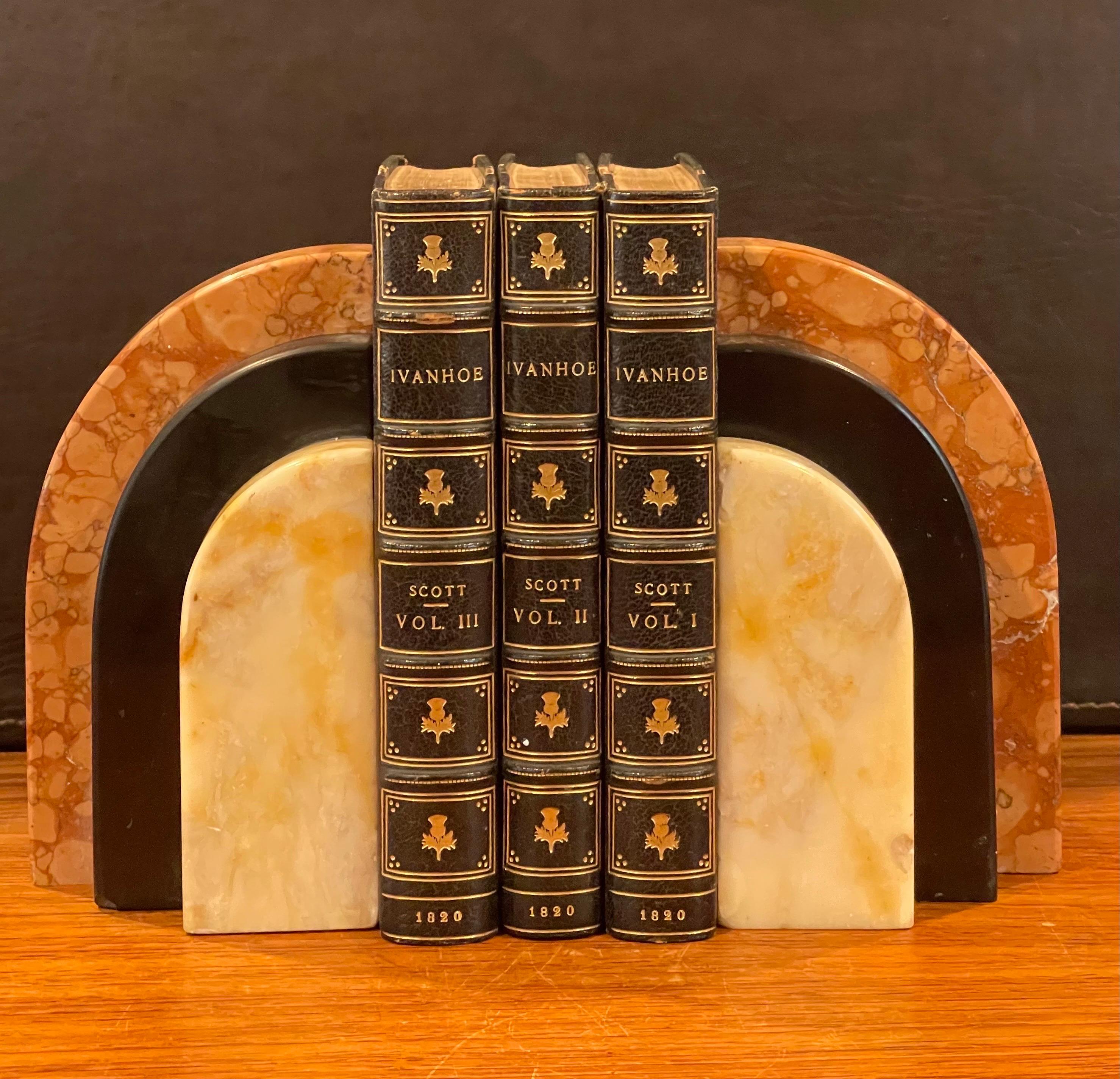 American Pair of Marble Art Deco Arched Bookends