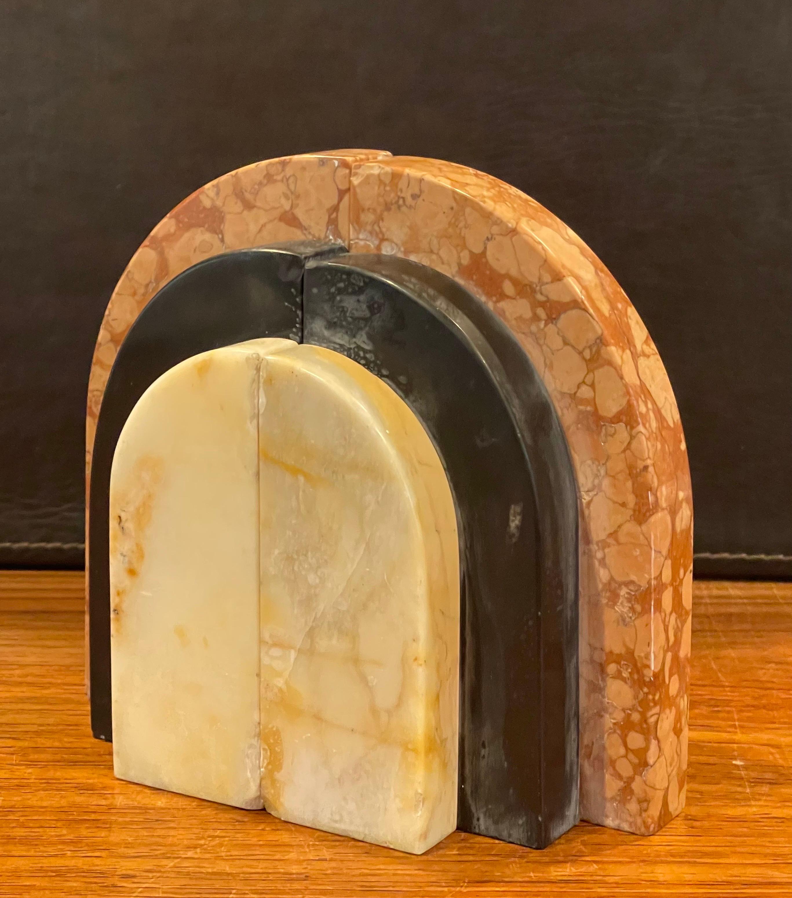 20th Century Pair of Marble Art Deco Arched Bookends