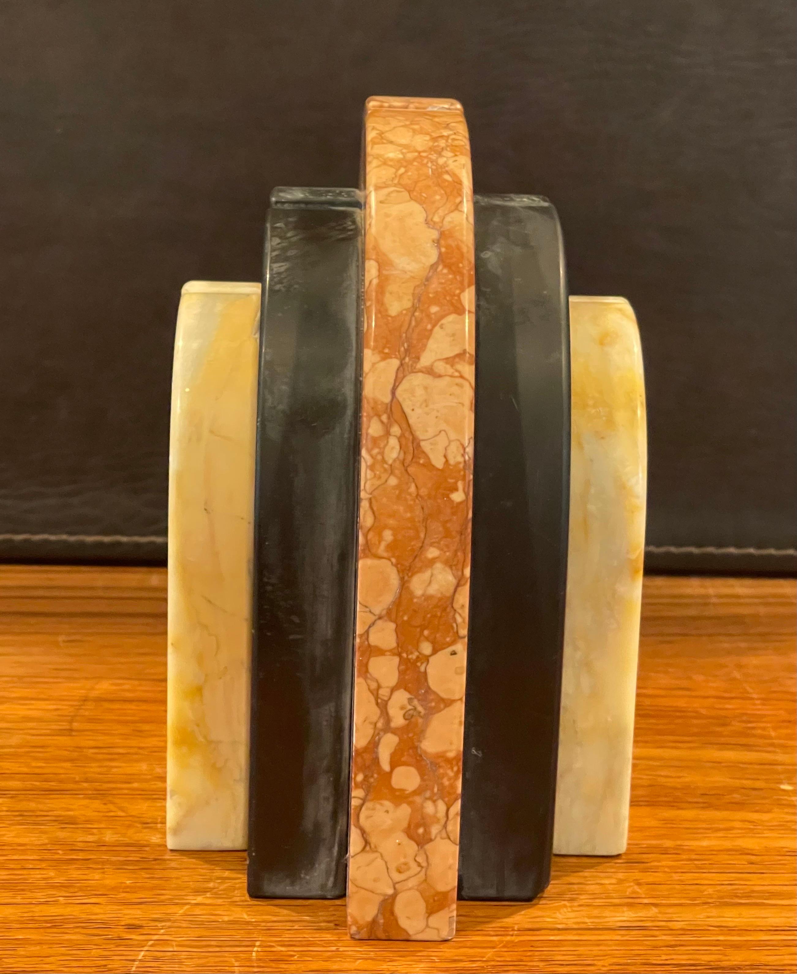 Pair of Marble Art Deco Arched Bookends 2