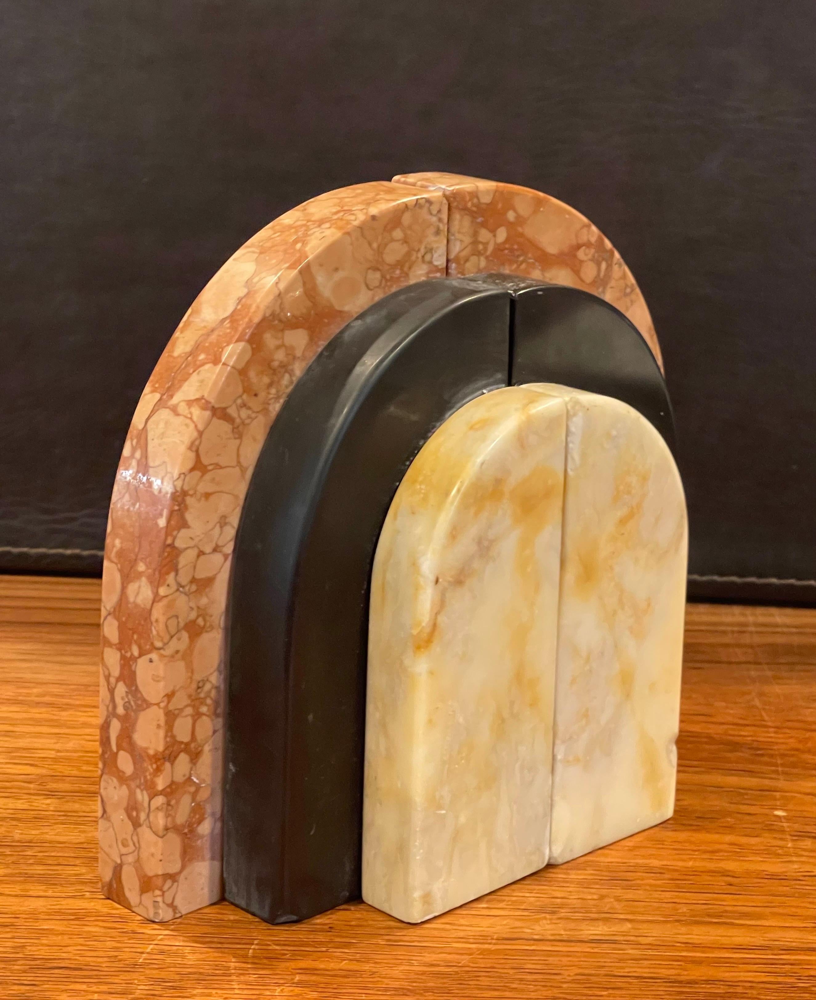 Pair of Marble Art Deco Arched Bookends 3