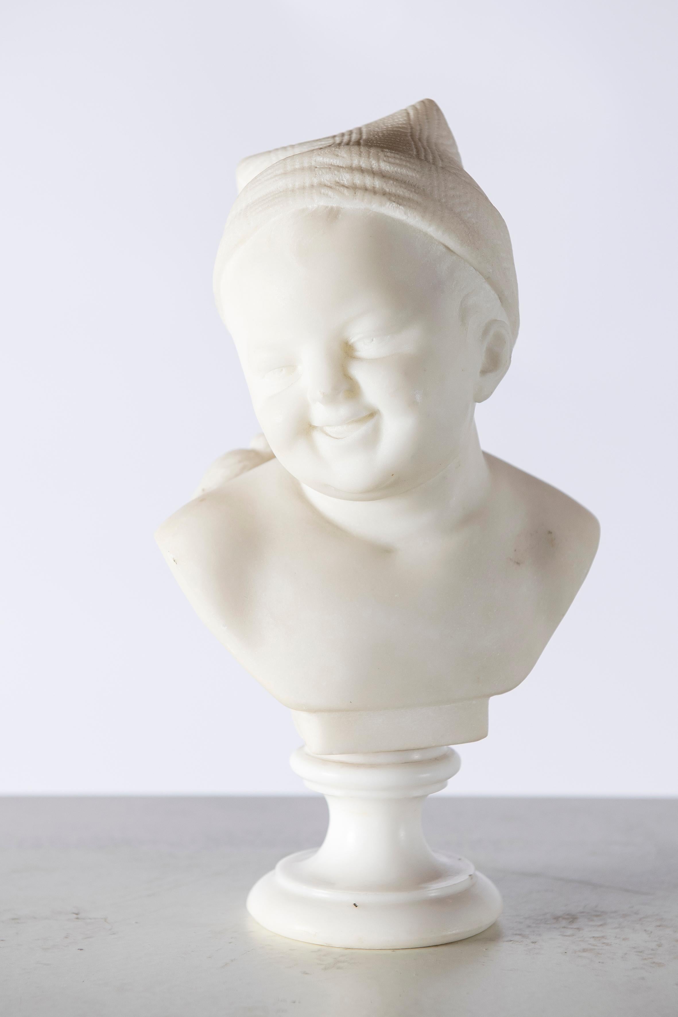 Italian Pair of Marble Baby Busts, Italy, circa 1890 For Sale