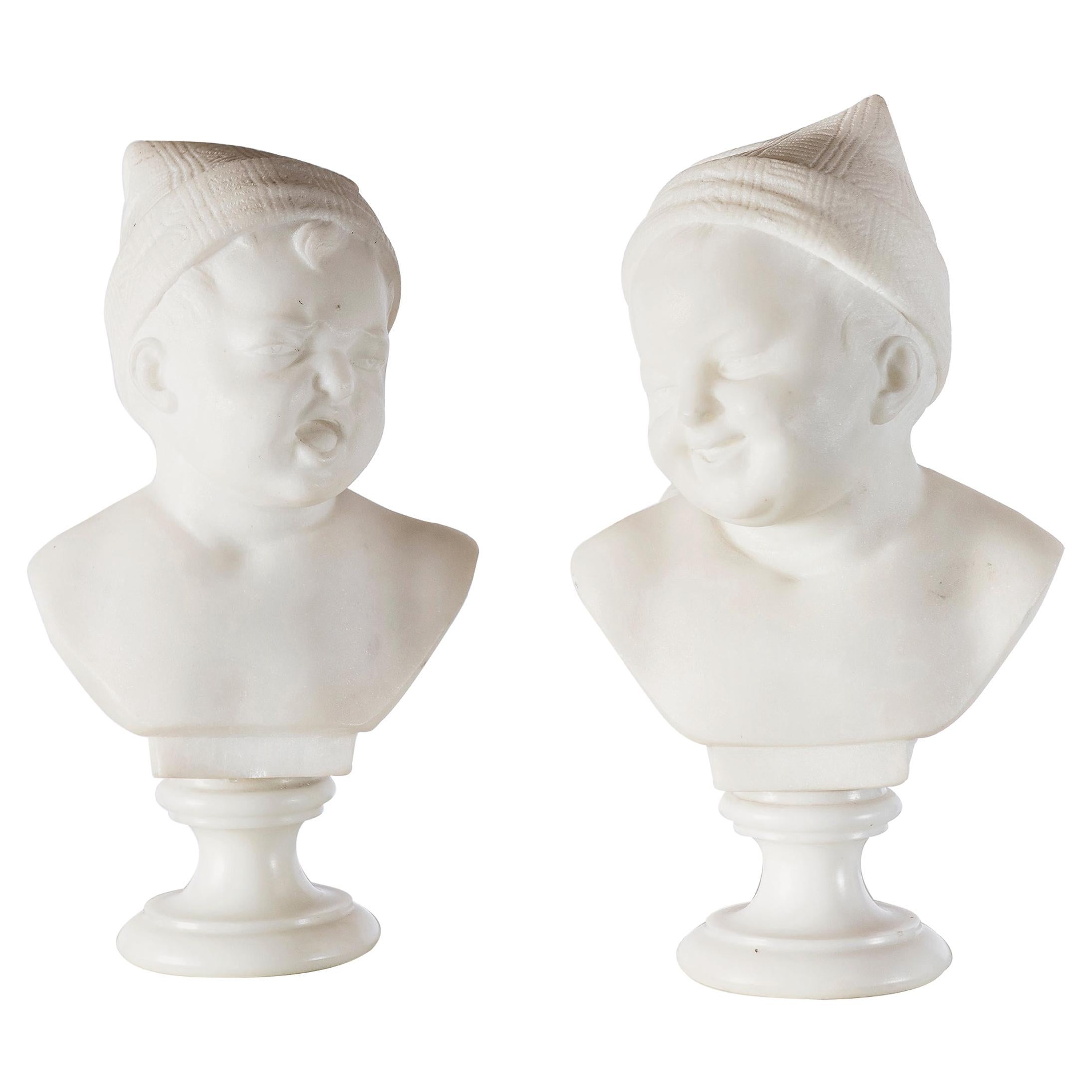 Pair of Marble Baby Busts, Italy, circa 1890