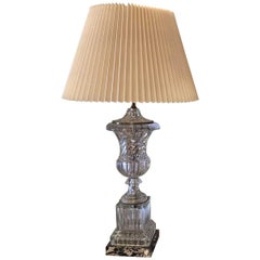 Pair of Marble Base Paul Hanson Baccarat Style Urn Table Lamps