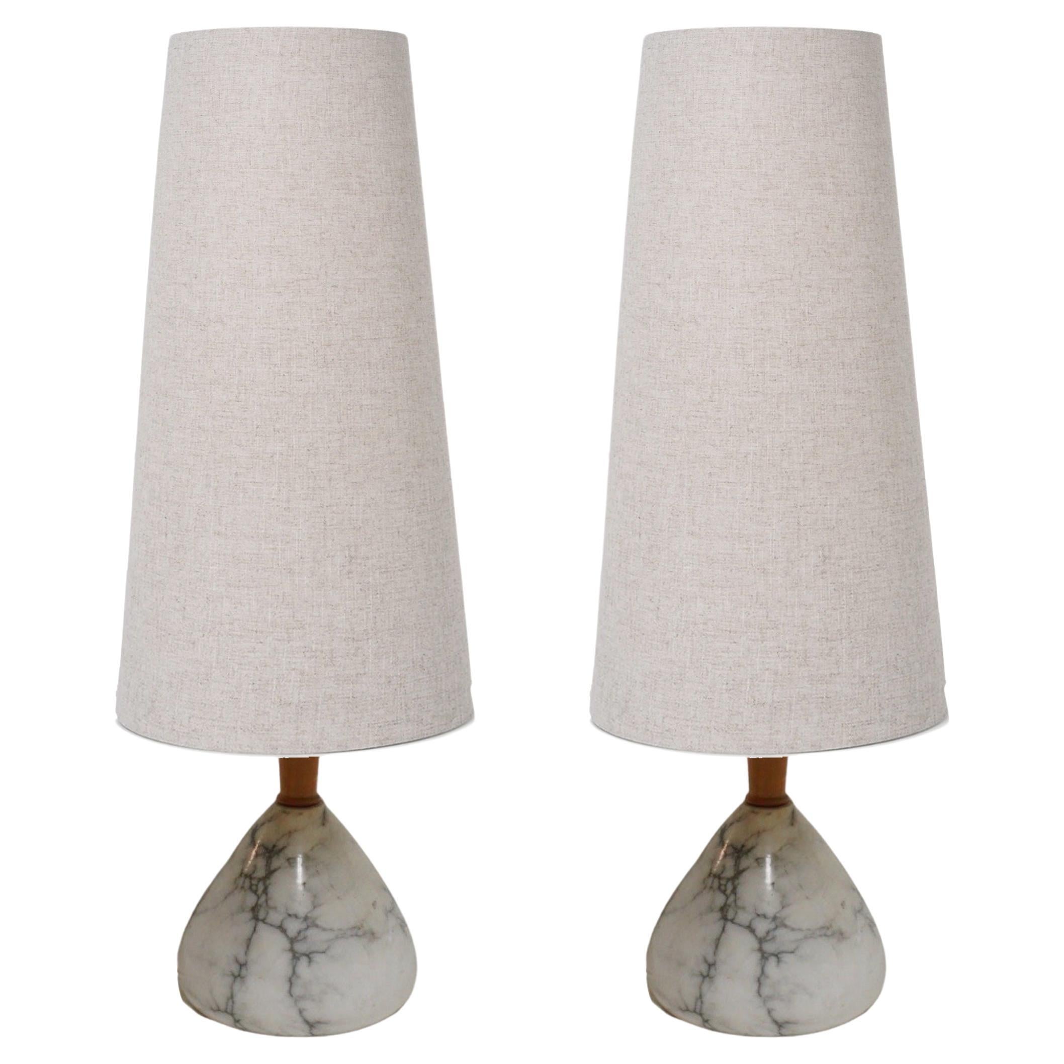 Pair of Marble Base Table Lamps, 1960s