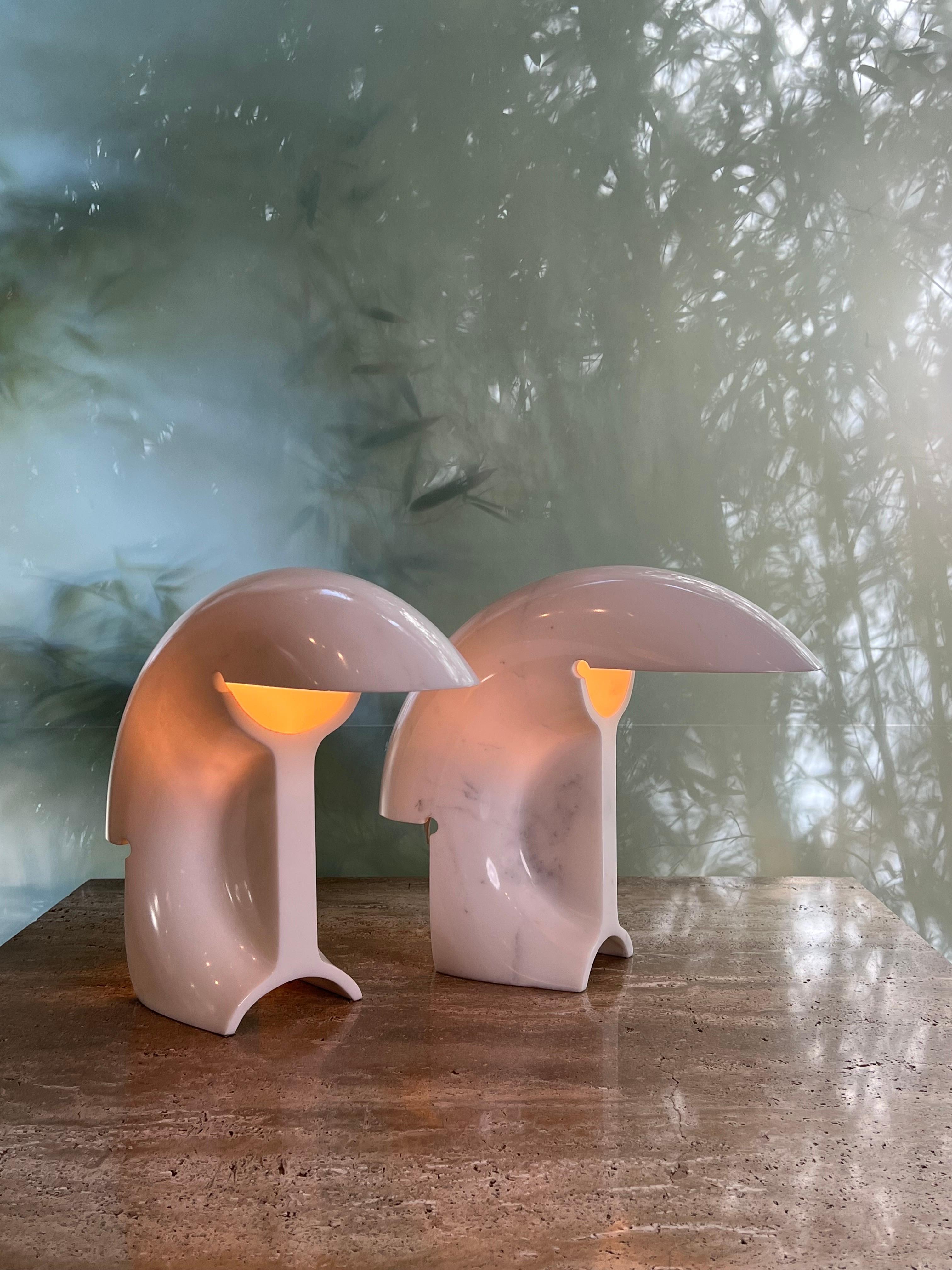 Pair of Marble Biagio Table Lamps by Tobia Scarpa 6