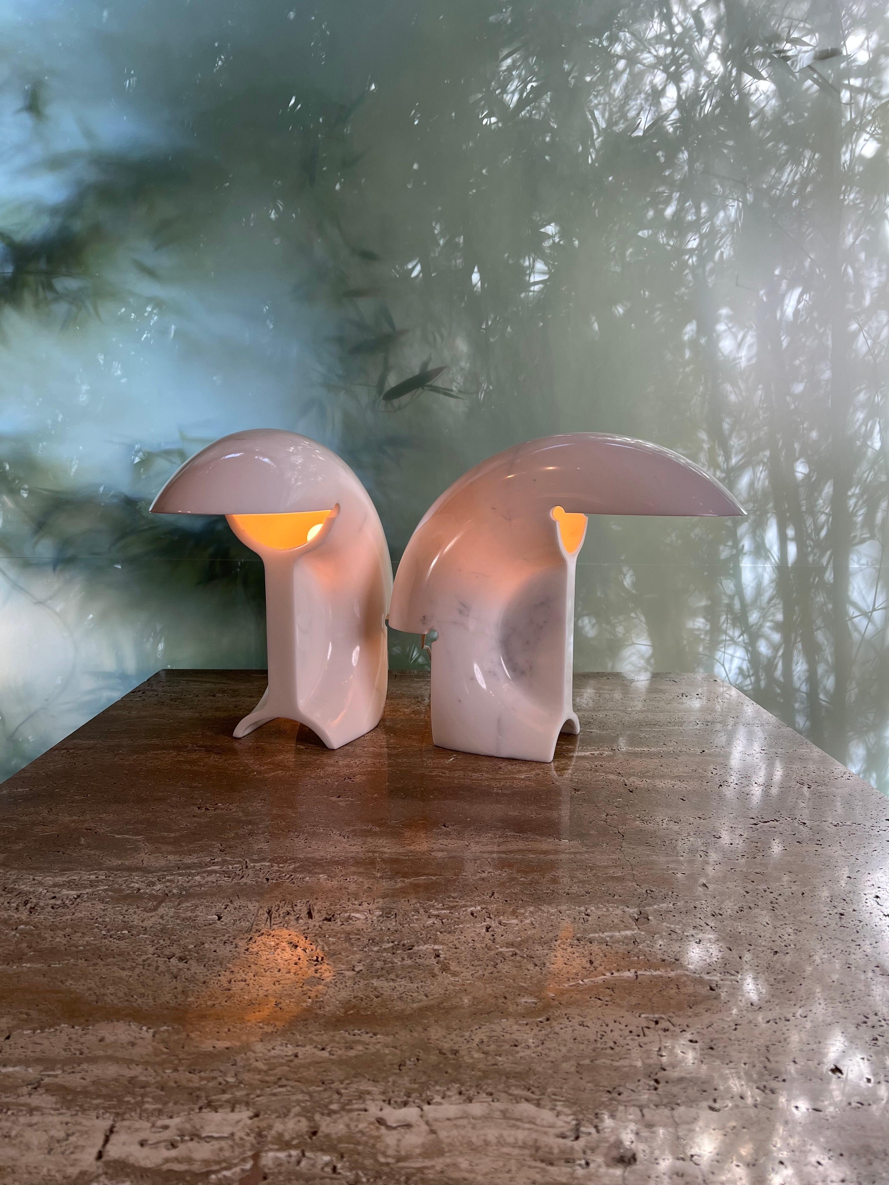Pair of Marble Biagio Table Lamps by Tobia Scarpa 7