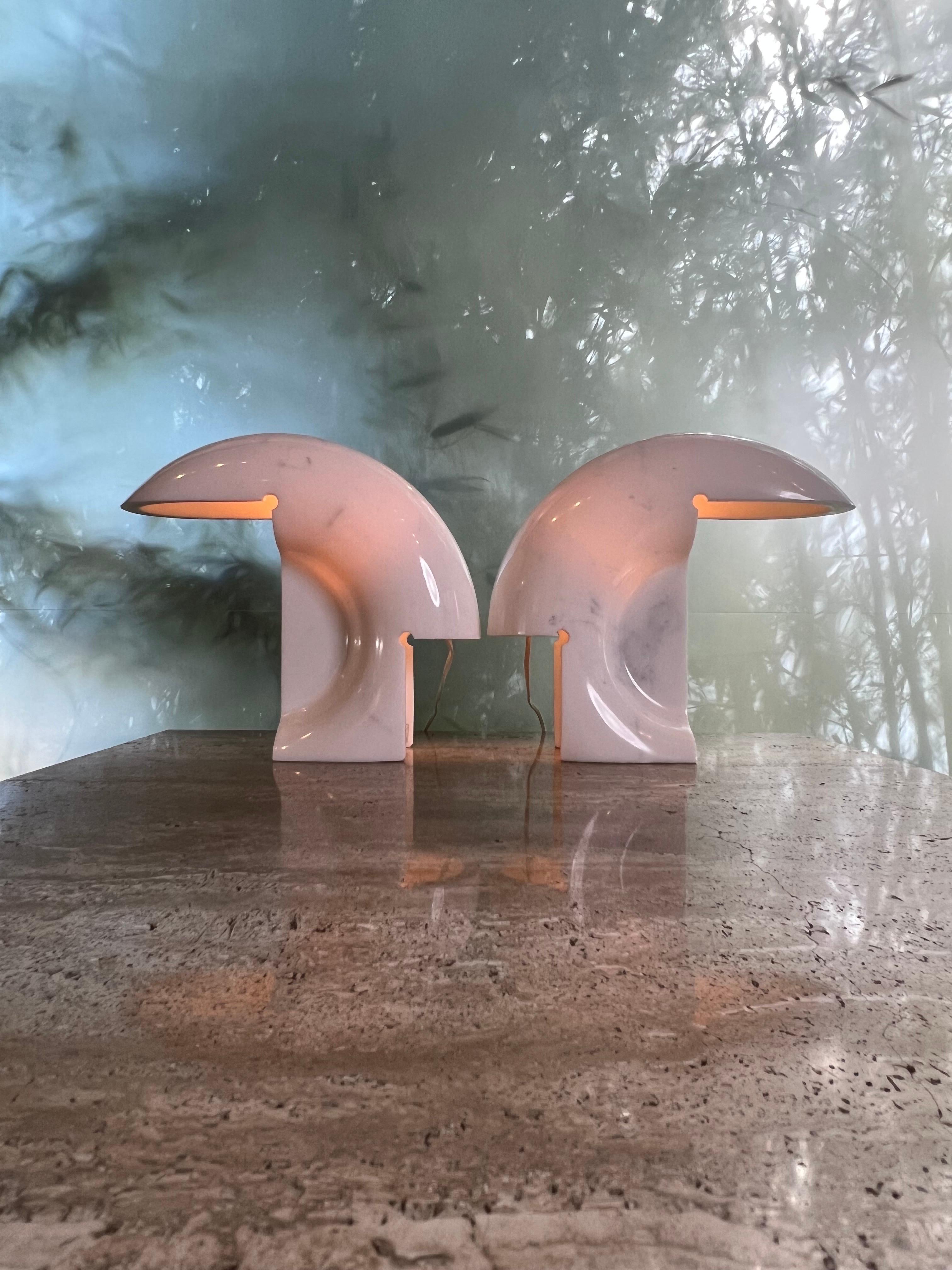 Pair of Marble Biagio Table Lamps by Tobia Scarpa 8