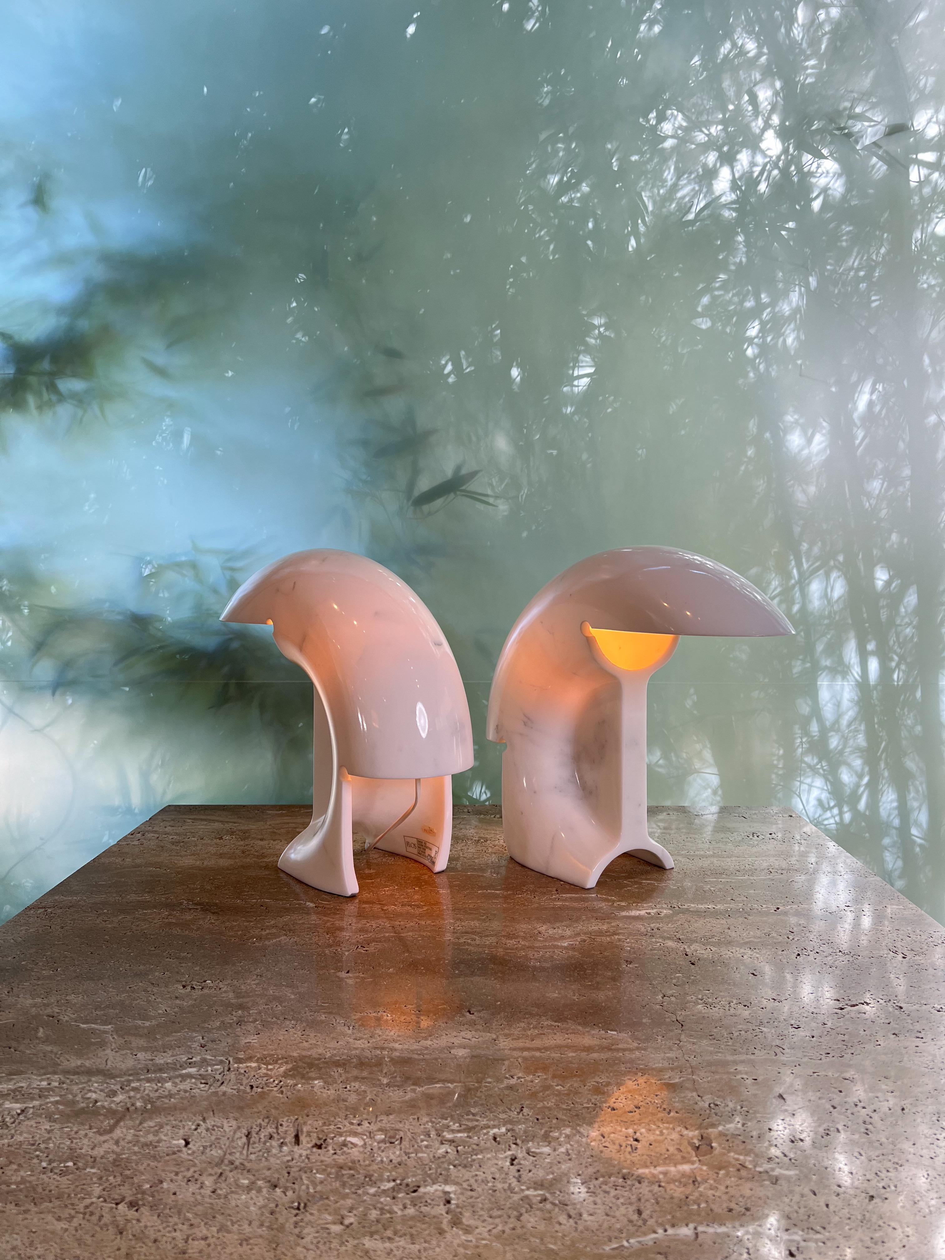 Mid-20th Century Pair of Marble Biagio Table Lamps by Tobia Scarpa