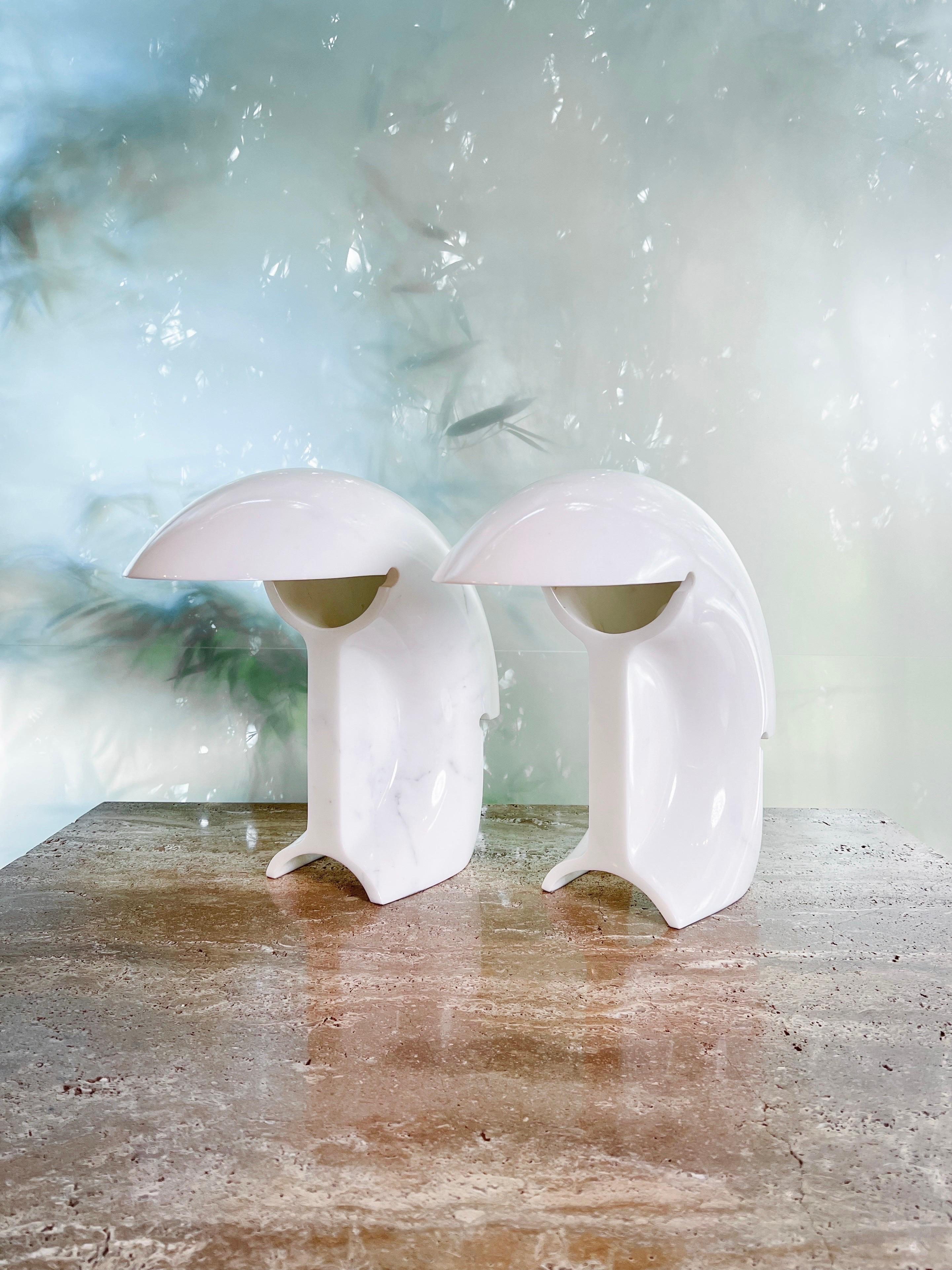 Pair of Marble Biagio Table Lamps by Tobia Scarpa 4