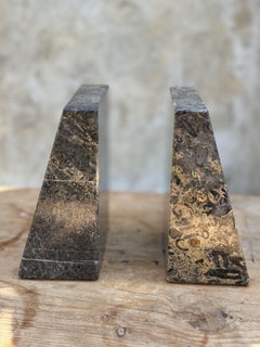 Pair of Hand-Carved Marble Bookends from Pakistan – Sculptural Minimalist Design