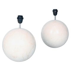 Pair of Marble Bowl Table Lamp