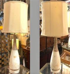 Vintage Pair of Marble "Bowling Pin" Lamps