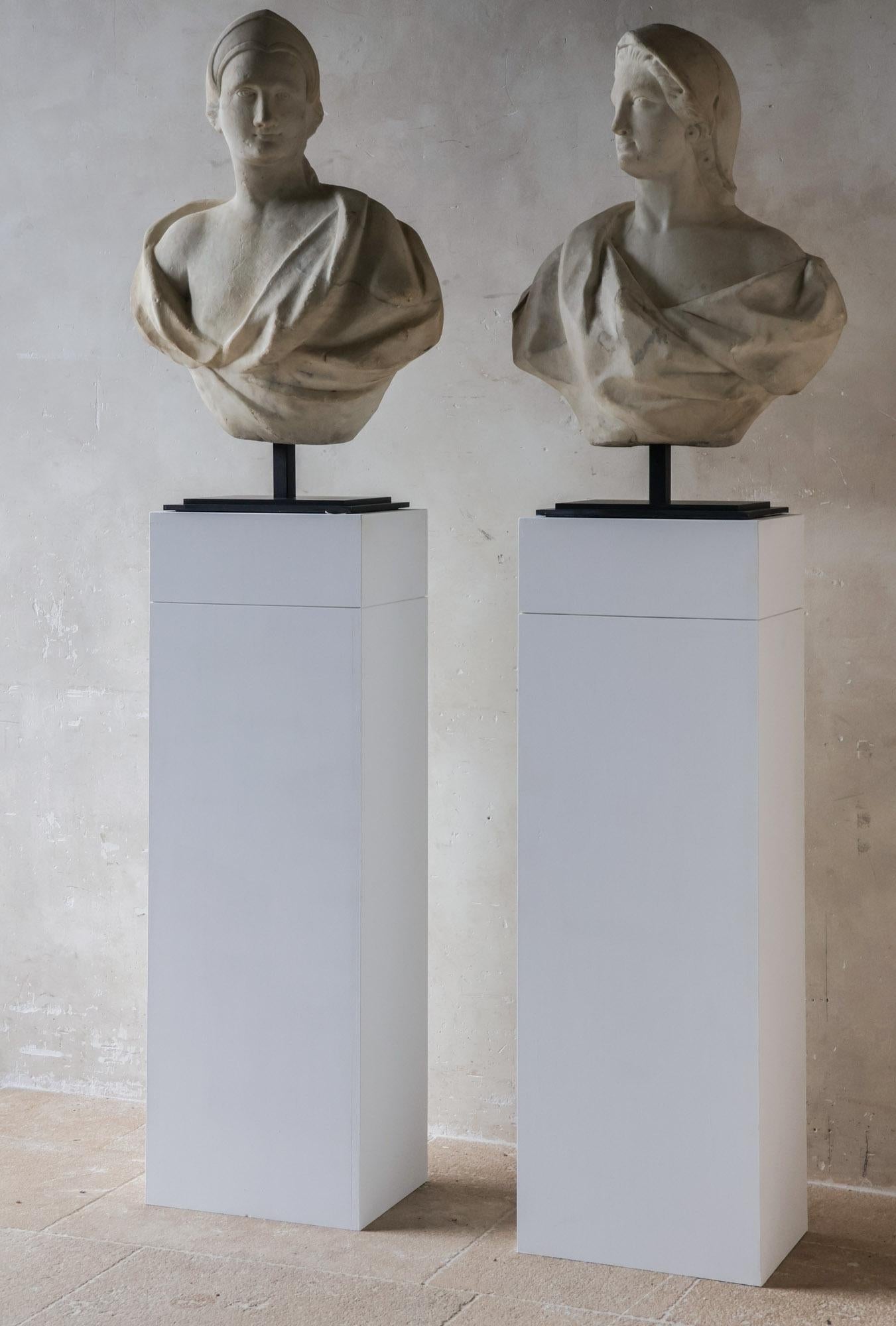 Pair of Marble Busts, Italy, c. 1690, Carrara Marble 9