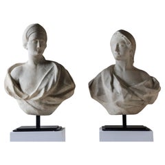 Pair of Marble Busts, Italy, c. 1690, Carrara Marble