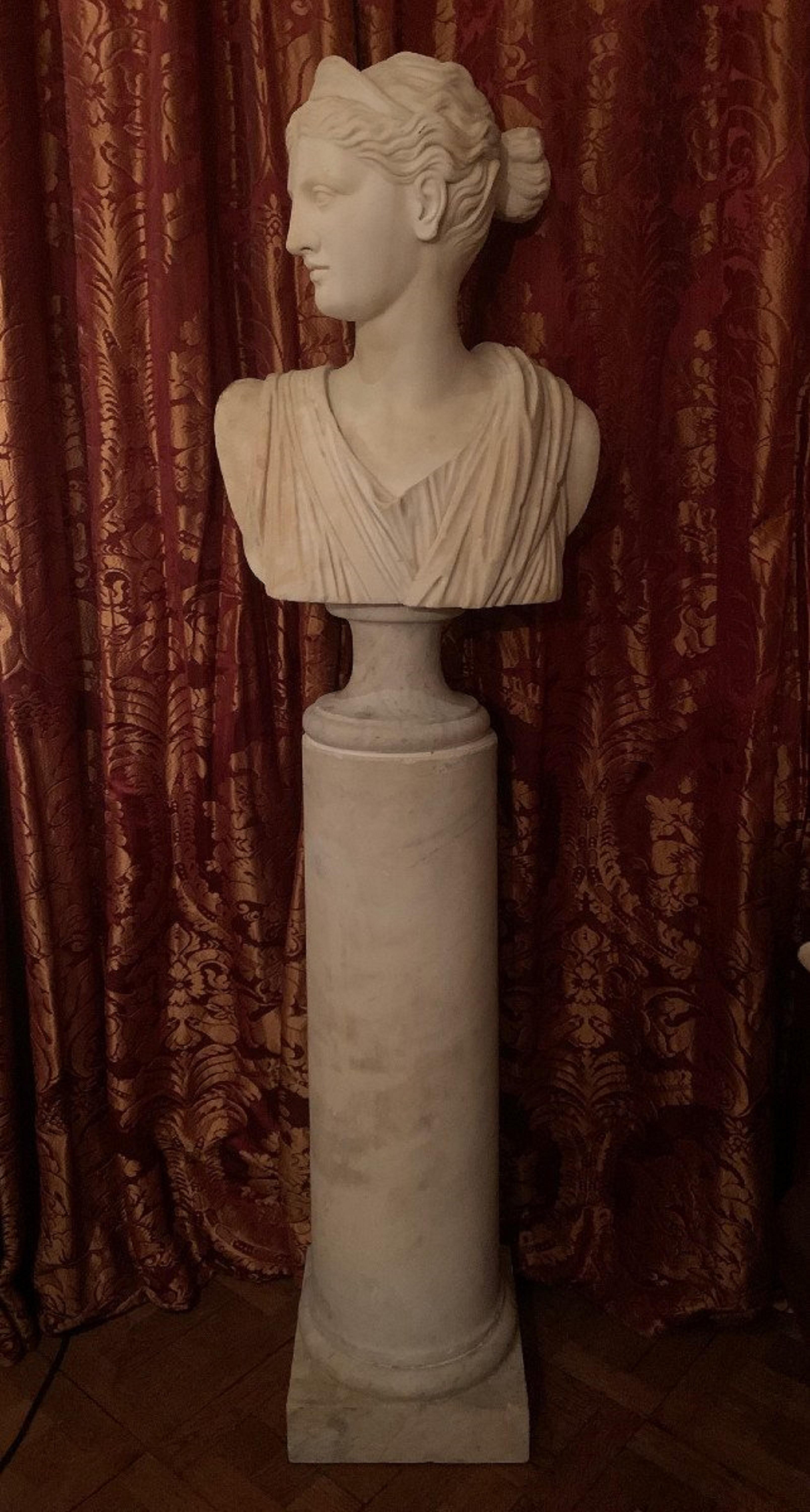 Pair of Marble Busts on a Column, 19th Century  4