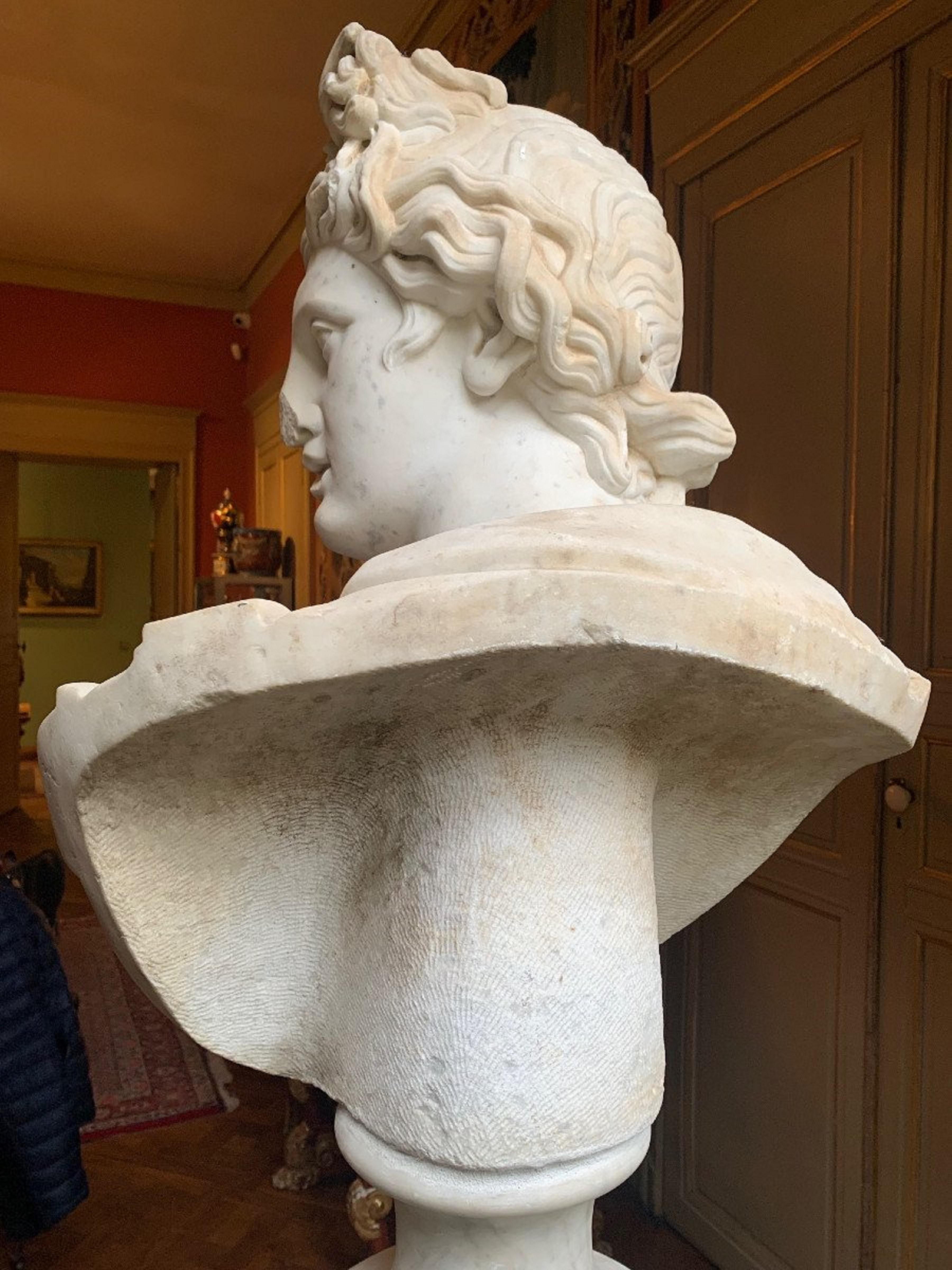 Pair of Marble Busts on a Column, 19th Century  2