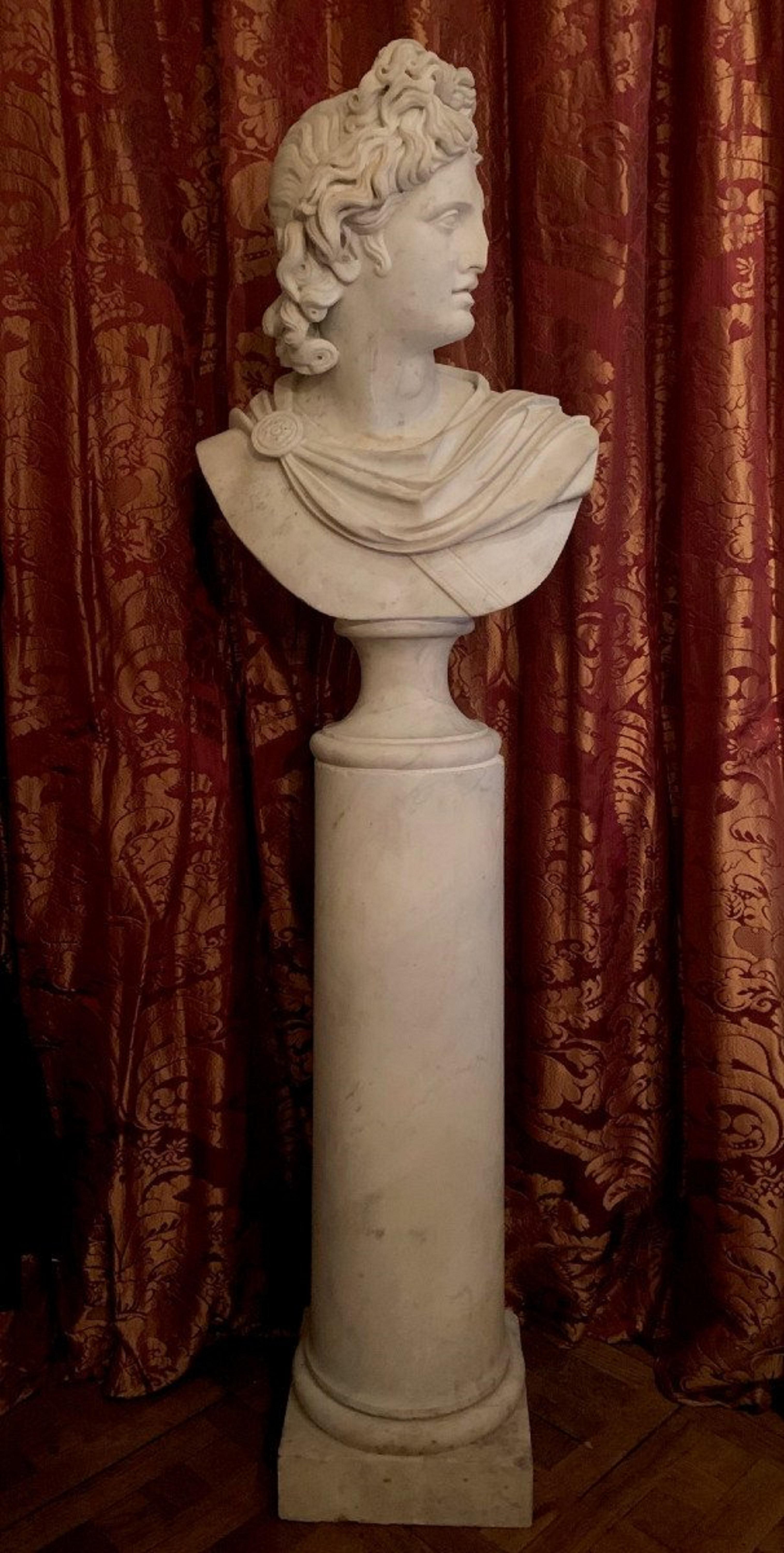 Pair of Marble Busts on a Column, 19th Century  3