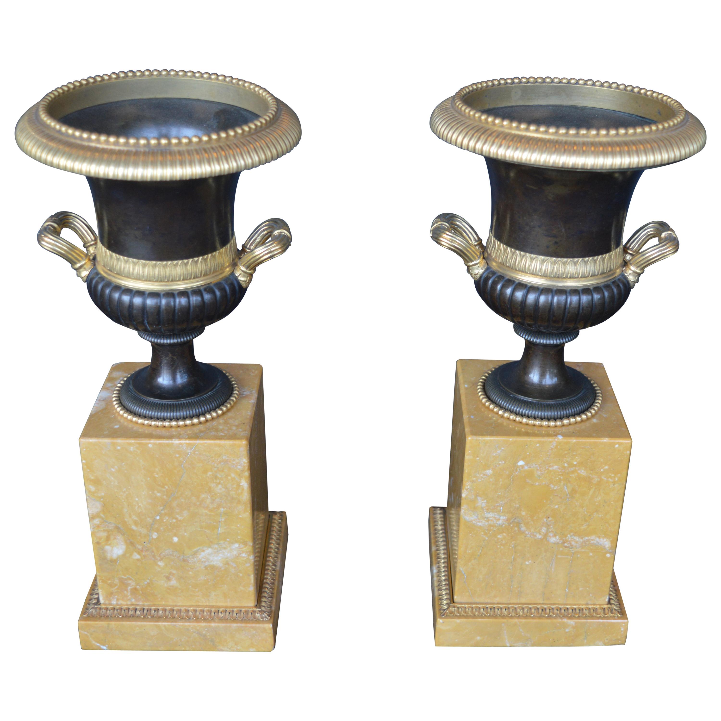 Pair of Marble Campagna Urn Ornaments For Sale