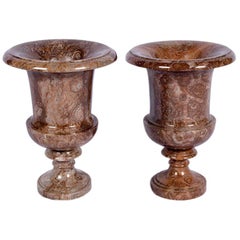 Pair of Marble Campana Urns