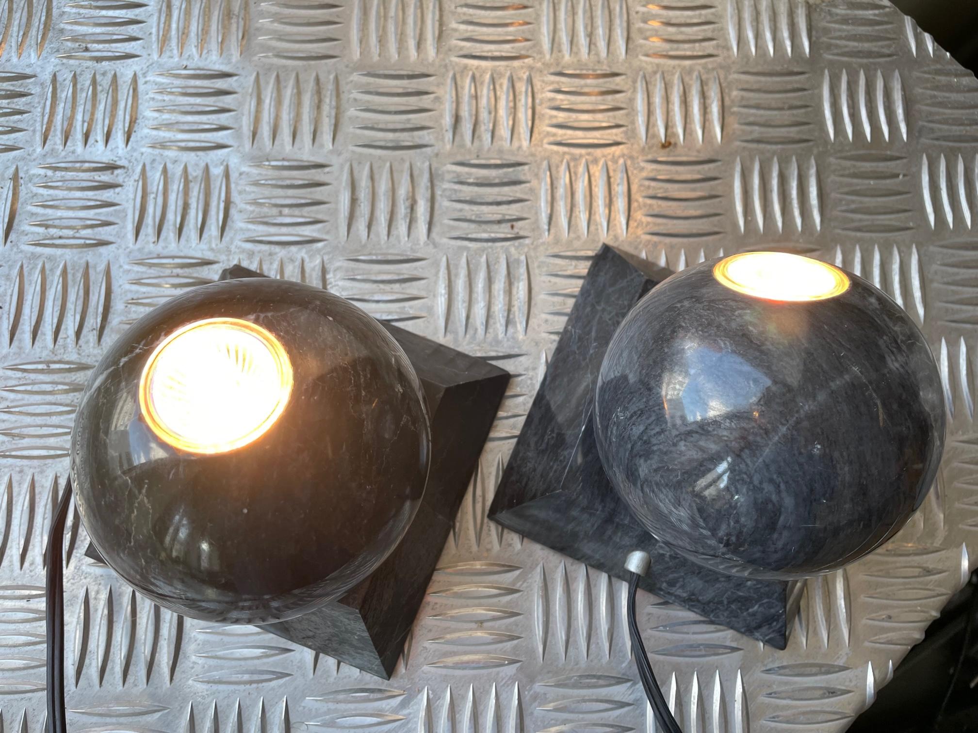 Pair of Marble Cased Spotlights Art Deco Style Col. Grey For Sale 8