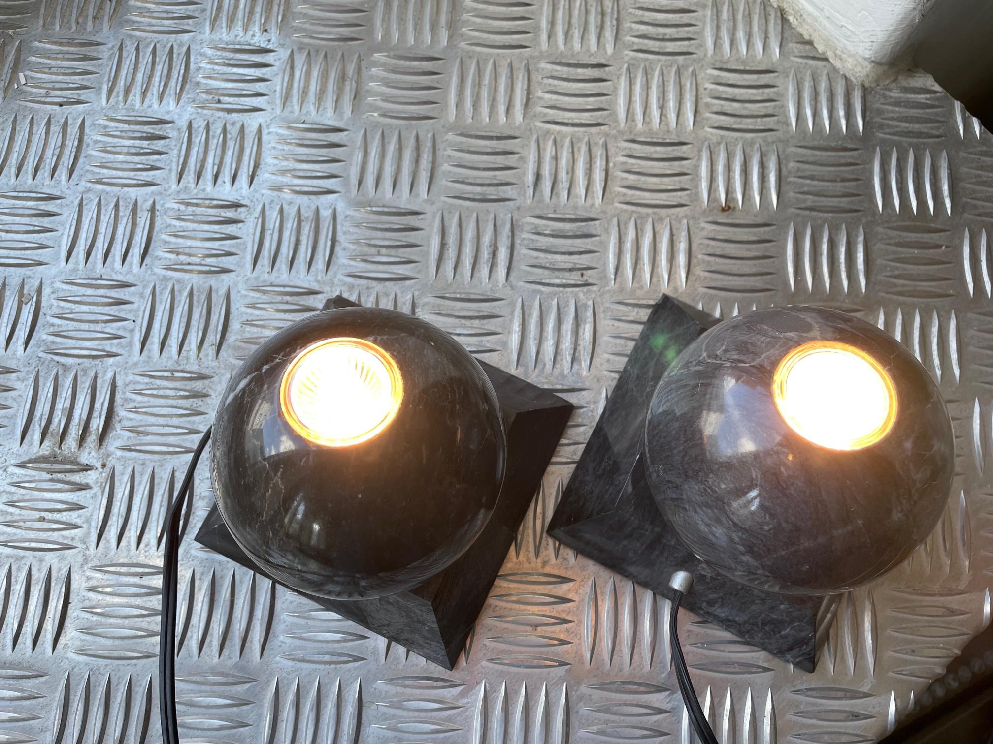 Pair of Marble Cased Spotlights Art Deco Style Col. Grey For Sale 9