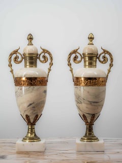 Pair of marble cassolettes vases