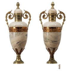 Pair of marble cassolettes vases