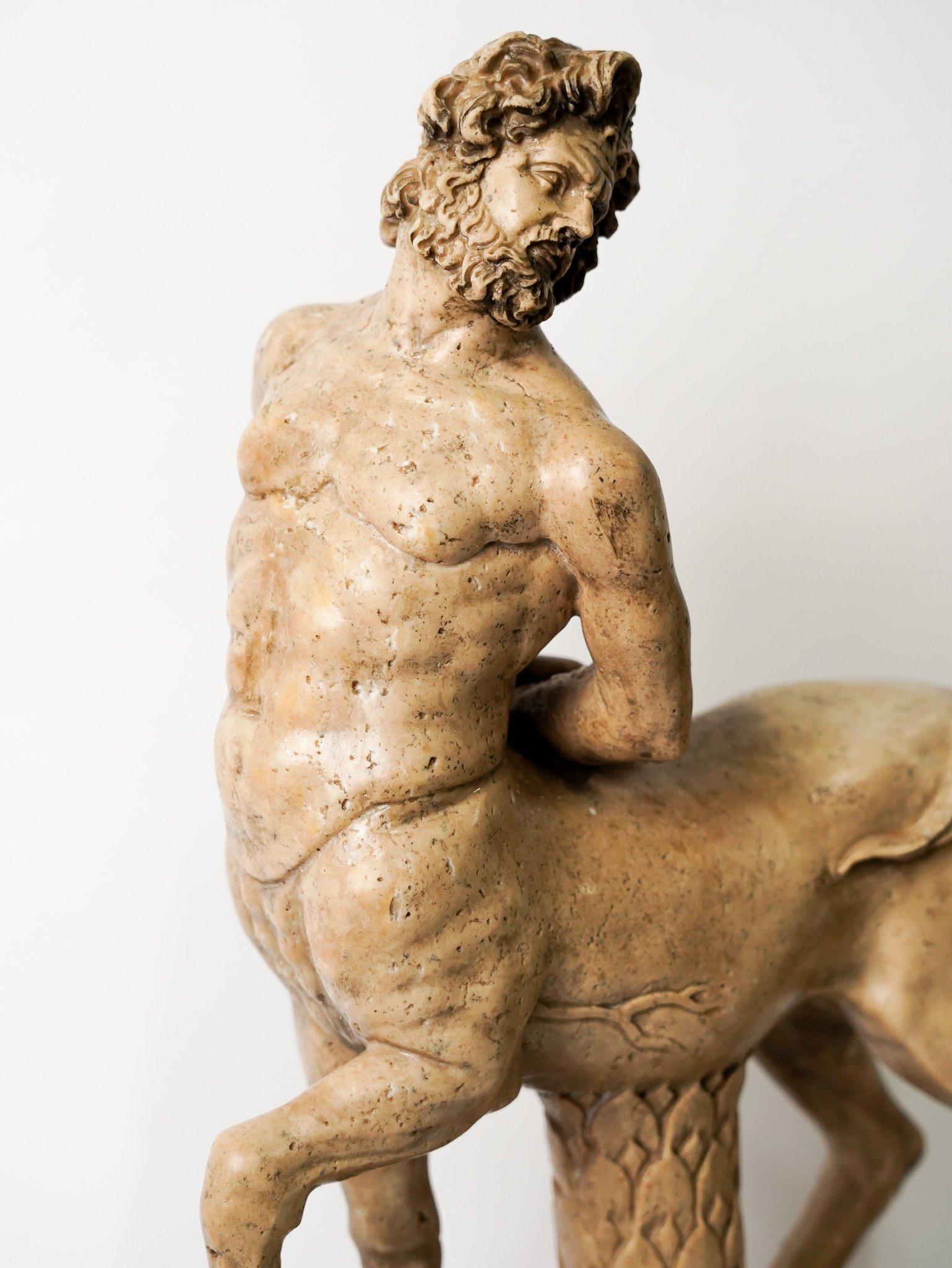 Furietti centaurs in Siena yellow marble, marble sculpture, ancient sculpture In Good Condition For Sale In Rome, IT