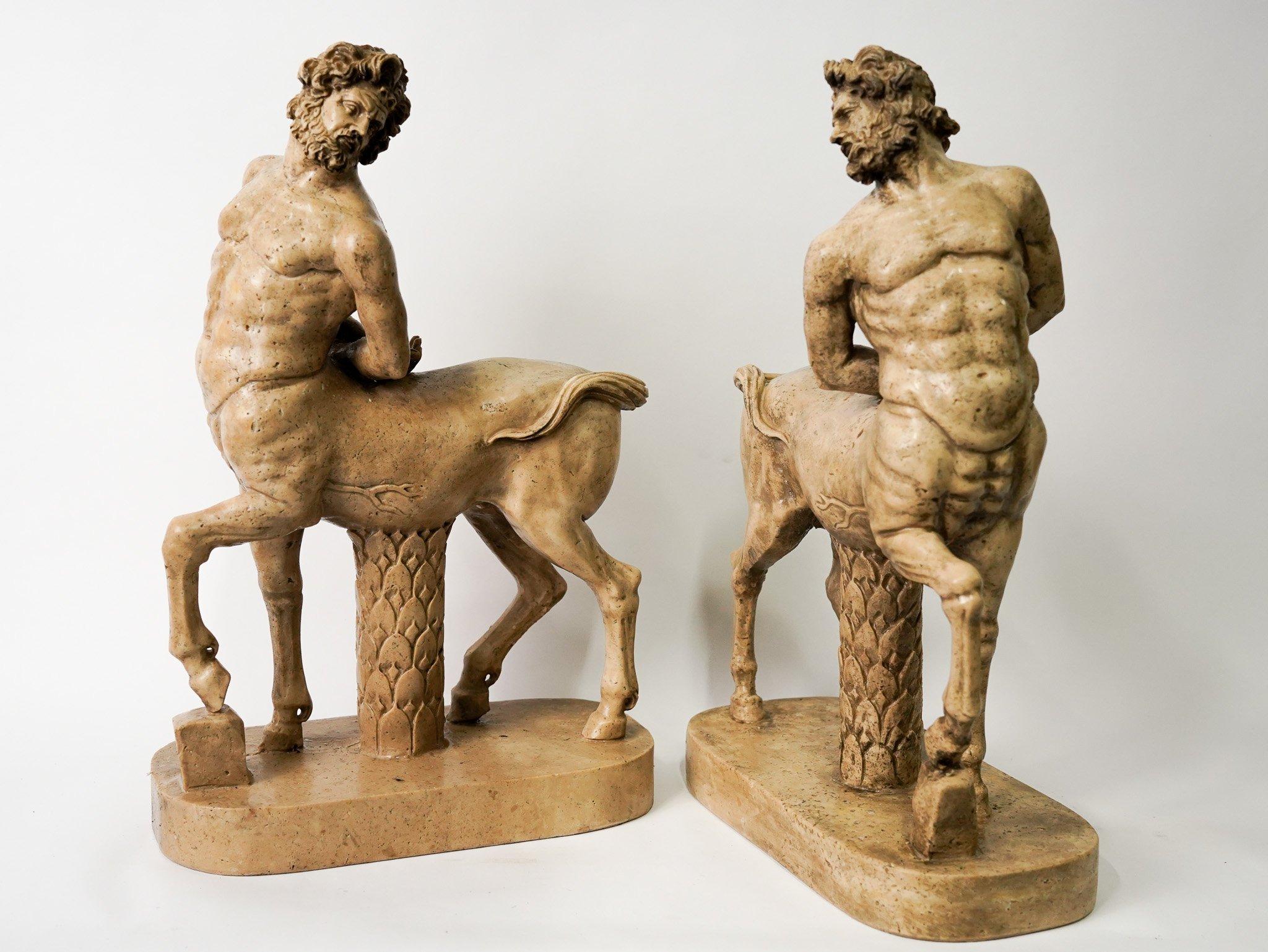 20th Century Furietti centaurs in Siena yellow marble, marble sculpture, ancient sculpture For Sale