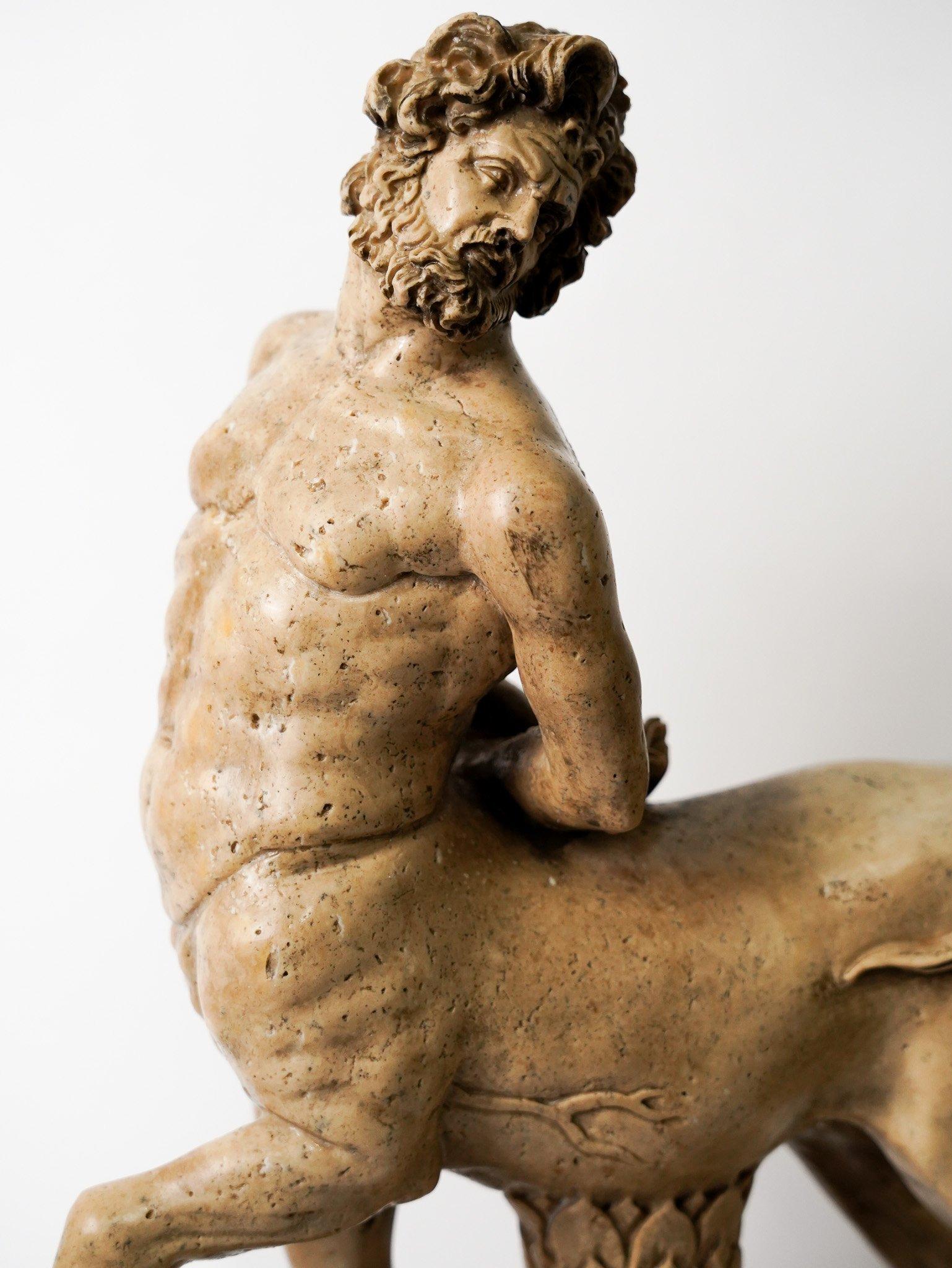 Marble Furietti centaurs in Siena yellow marble, marble sculpture, ancient sculpture For Sale