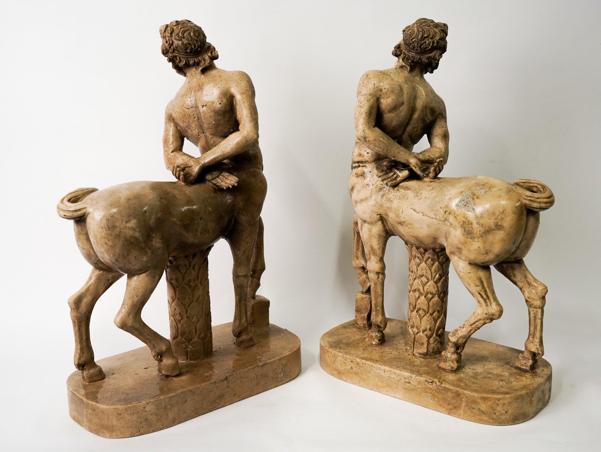 20th Century Furietti centaurs in Siena yellow marble, marble sculpture, ancient sculpture For Sale