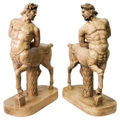 Vintage Furietti centaurs in Siena yellow marble, marble sculpture, ancient sculpture