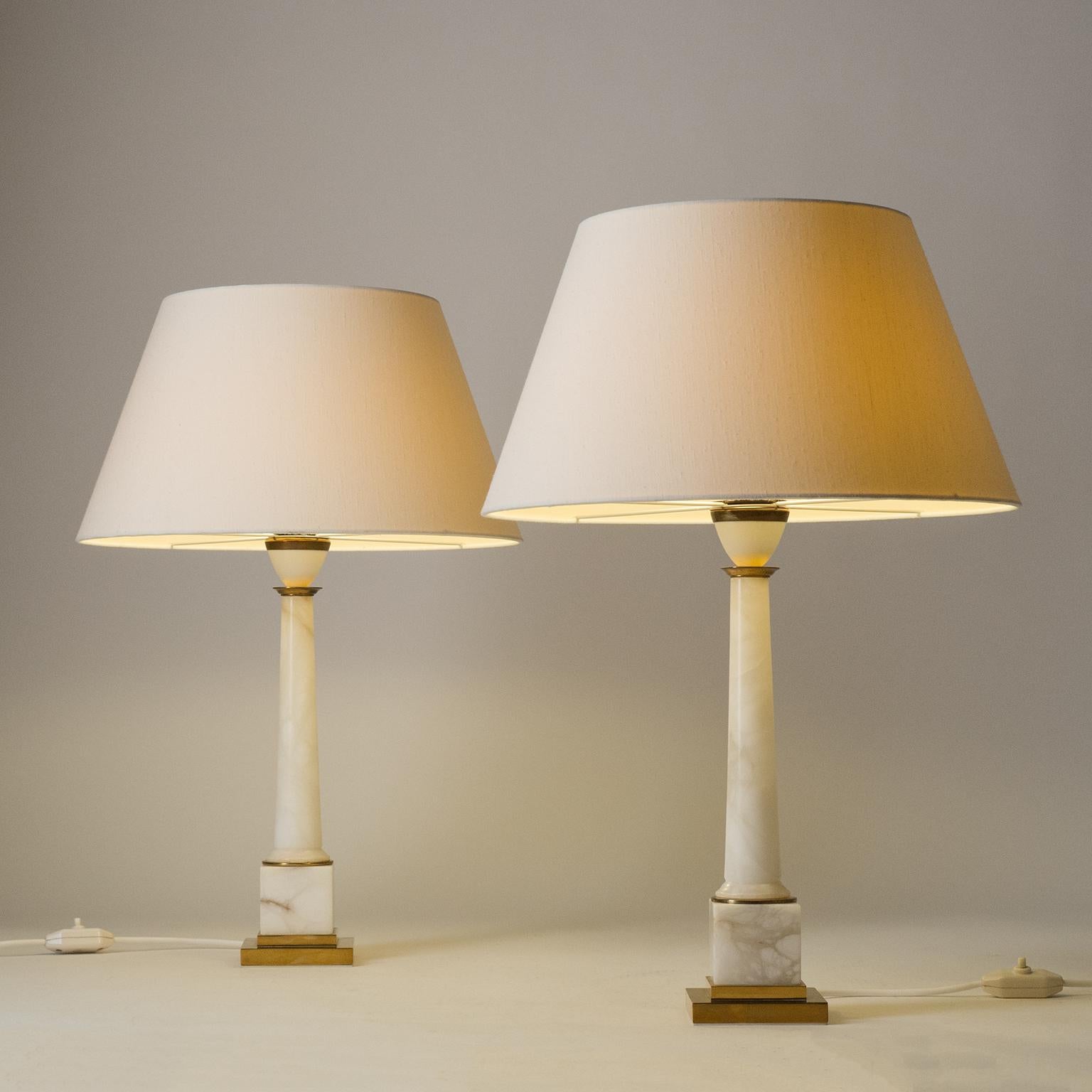 Pair of Marble Column Table Lamps, circa 1970 4