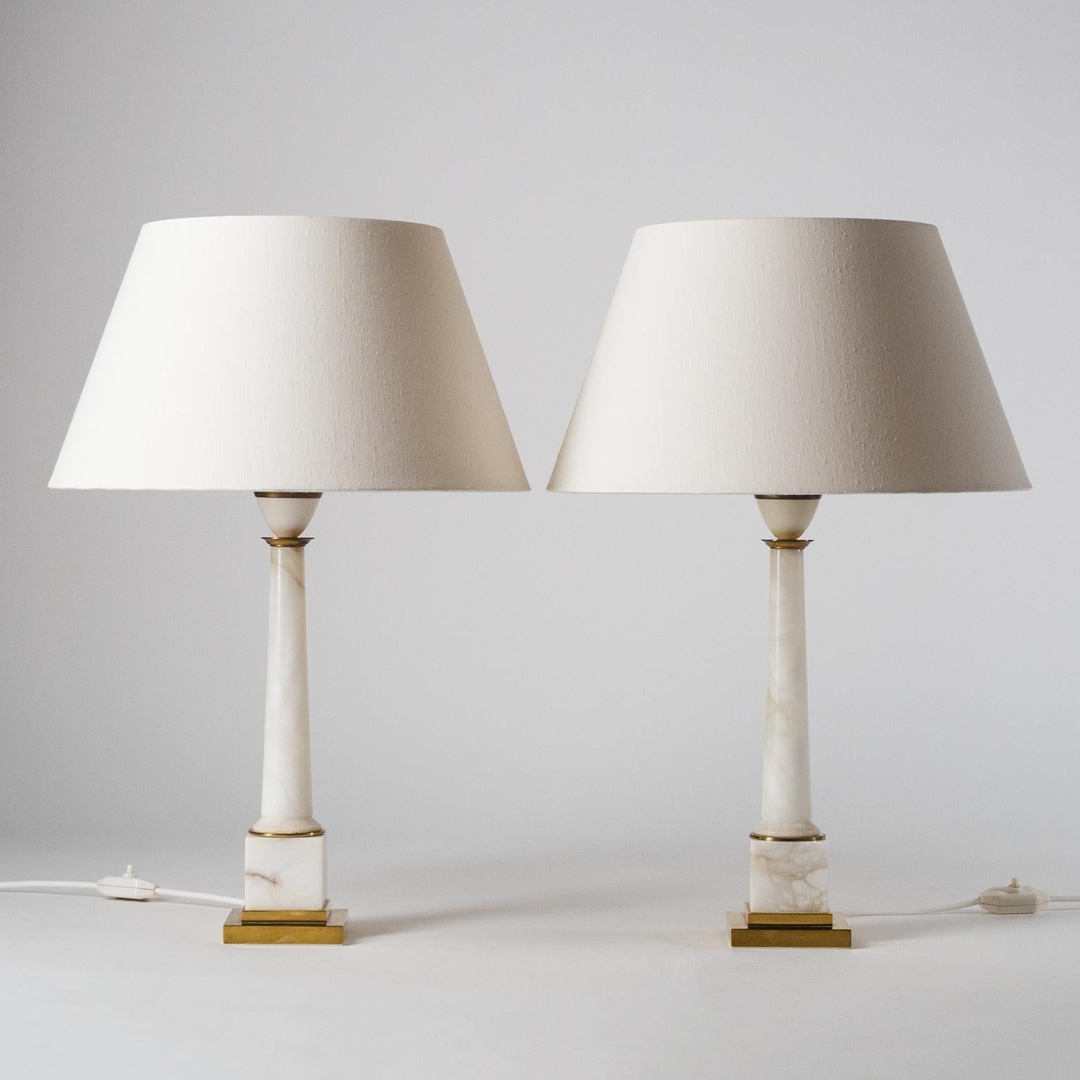 Pair of Marble Column Table Lamps, circa 1970 5