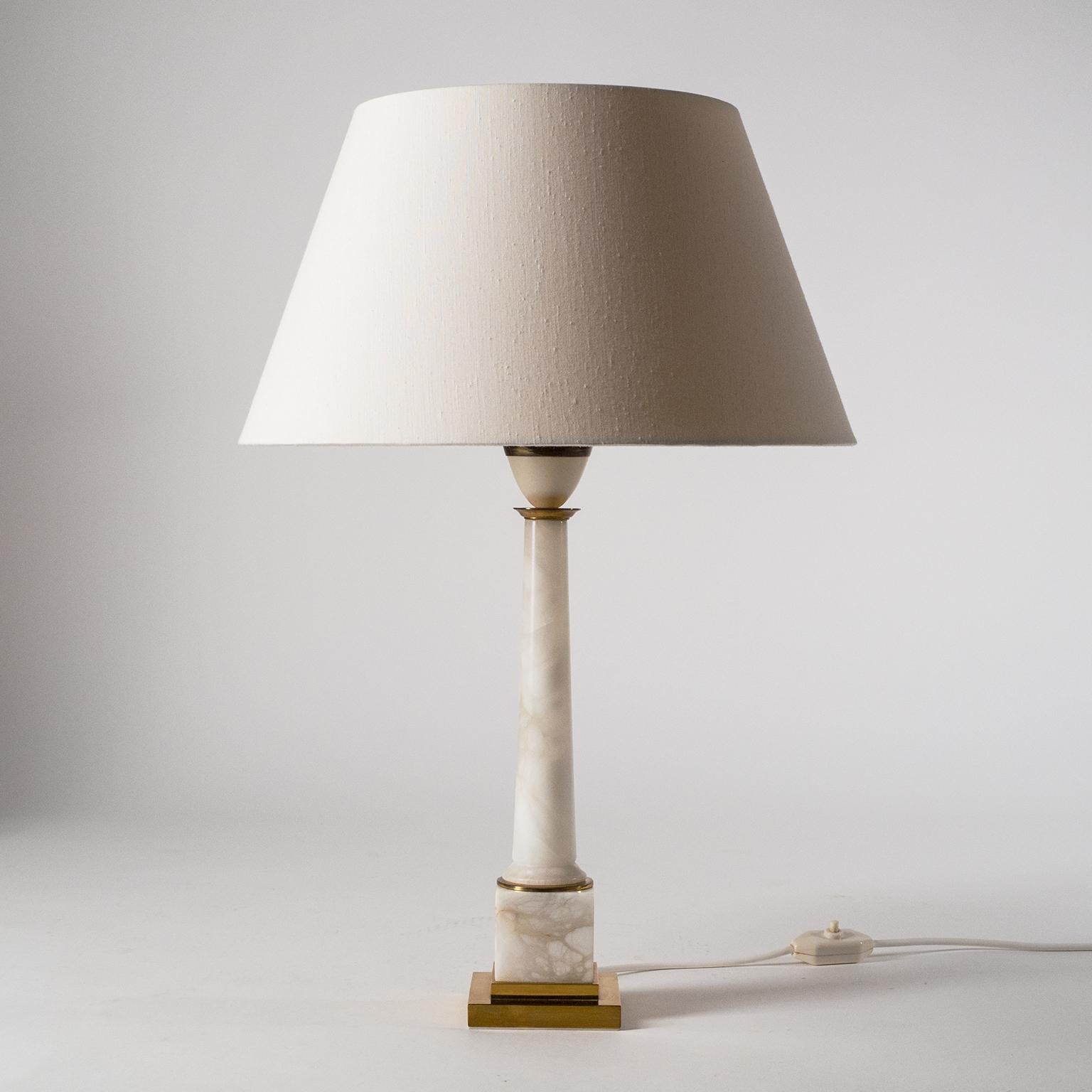 Late 20th Century Pair of Marble Column Table Lamps, circa 1970