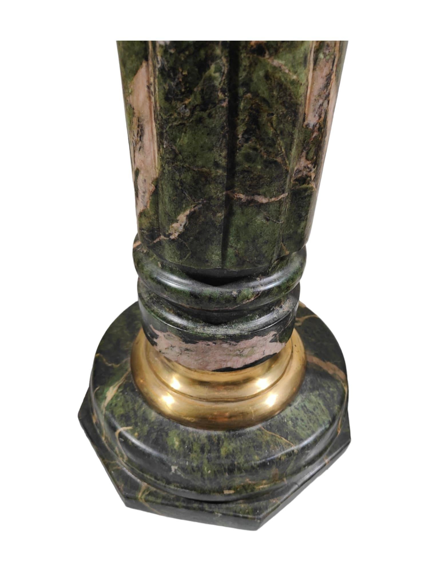 Pair of Marble Columns, 1950s Bronze-Mounted Pedestals For Sale 6
