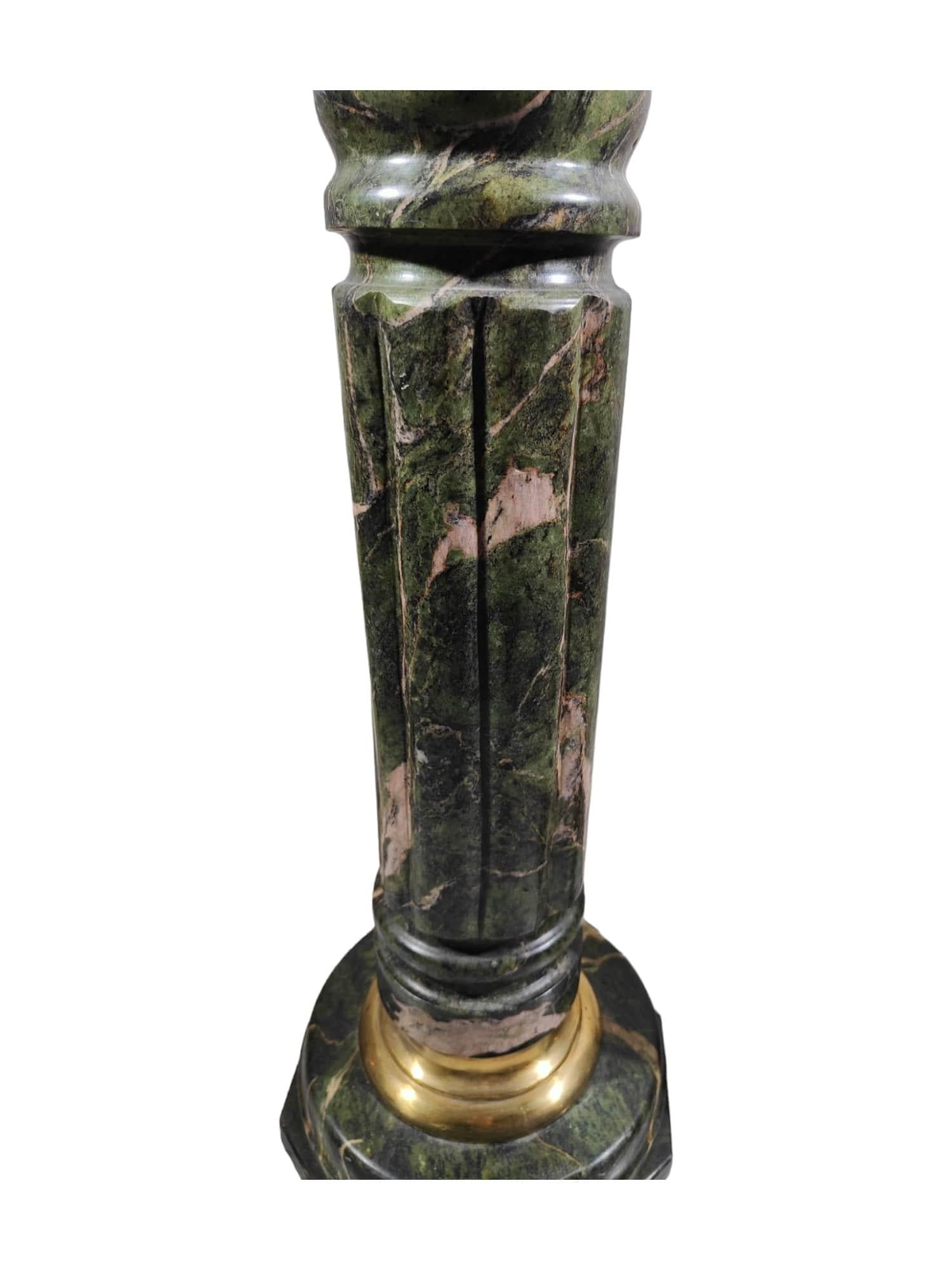 Pair of Marble Columns, 1950s Bronze-Mounted Pedestals For Sale 7