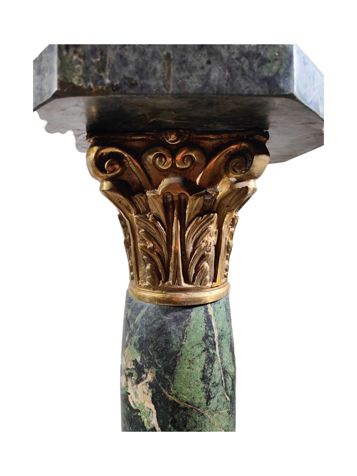 Pair of Marble Columns, 1950s Bronze-Mounted Pedestals For Sale 5