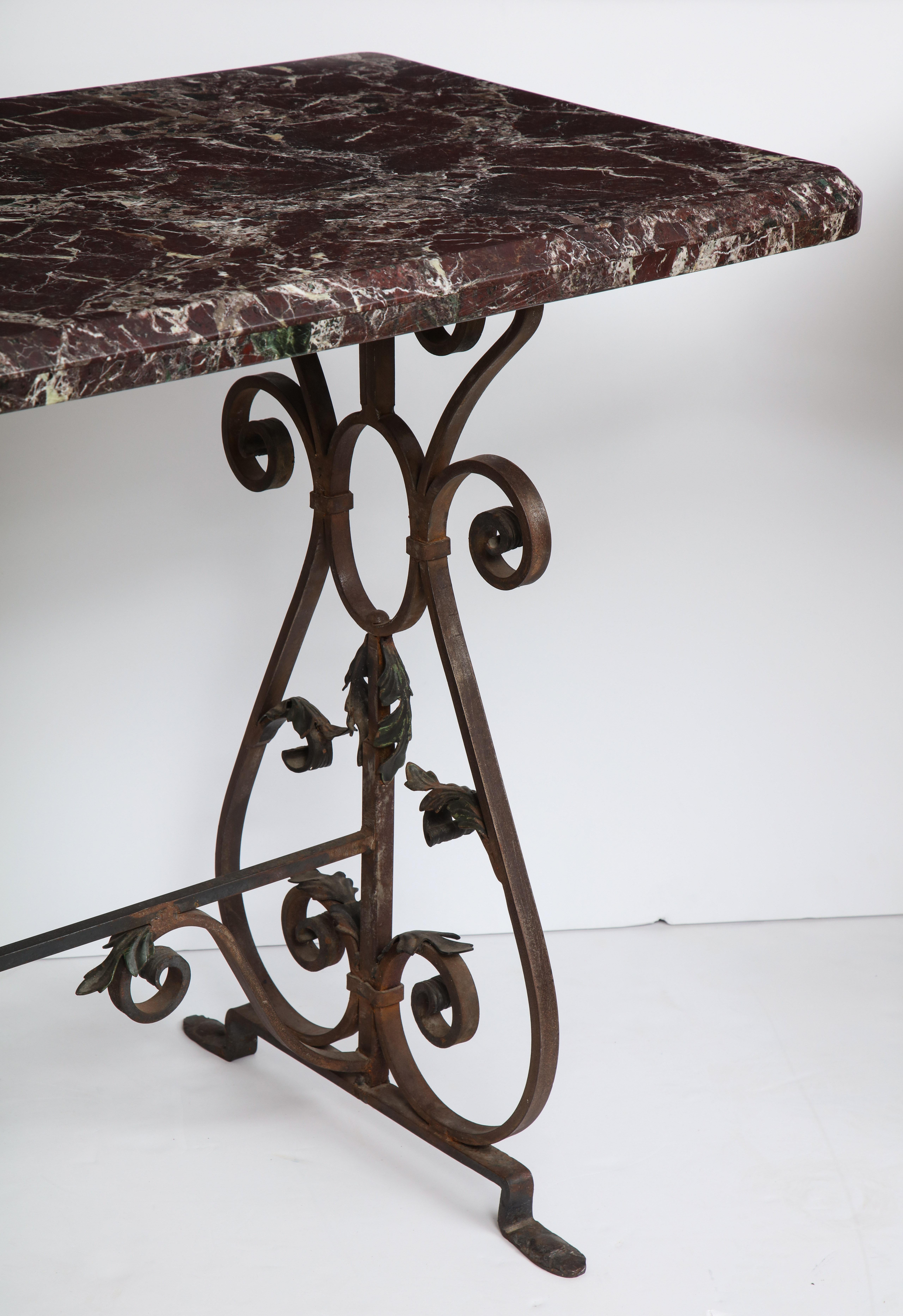 French Pair of Marble Console Tables For Sale