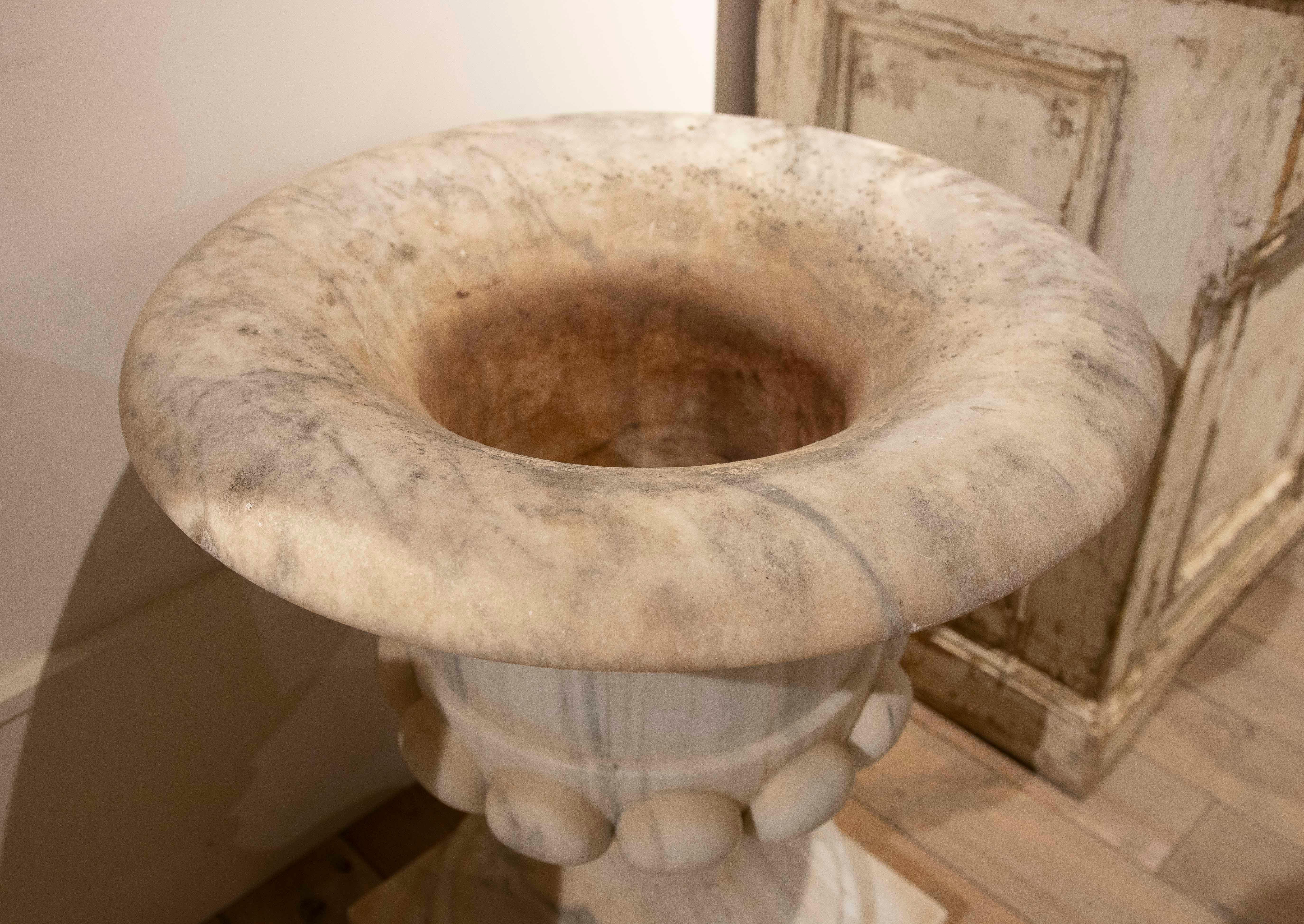 Pair of Marble Cups in Natural White Marble with Rounded Edges 13