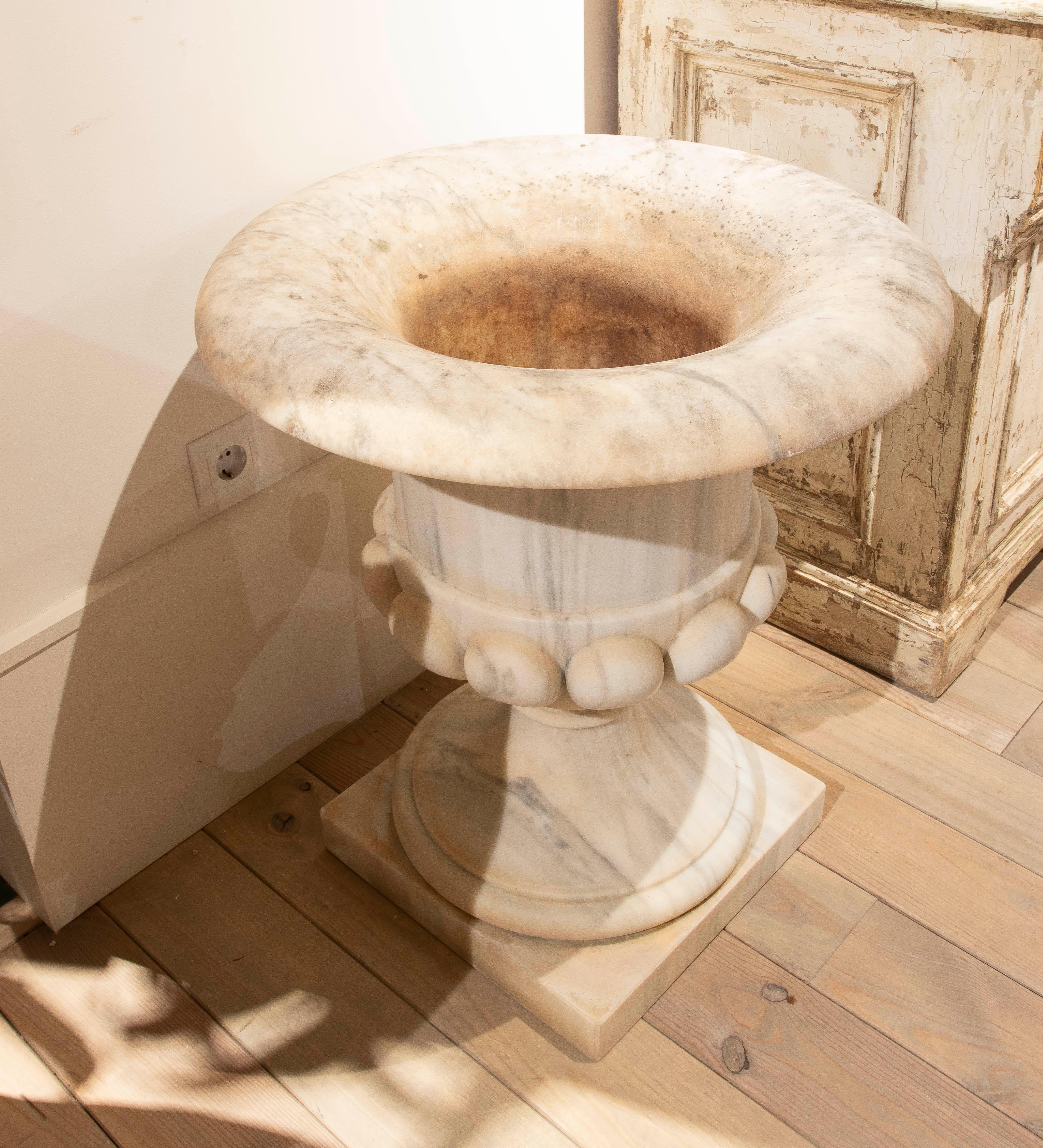 Pair of Marble Cups in Natural White Marble with Rounded Edges 1