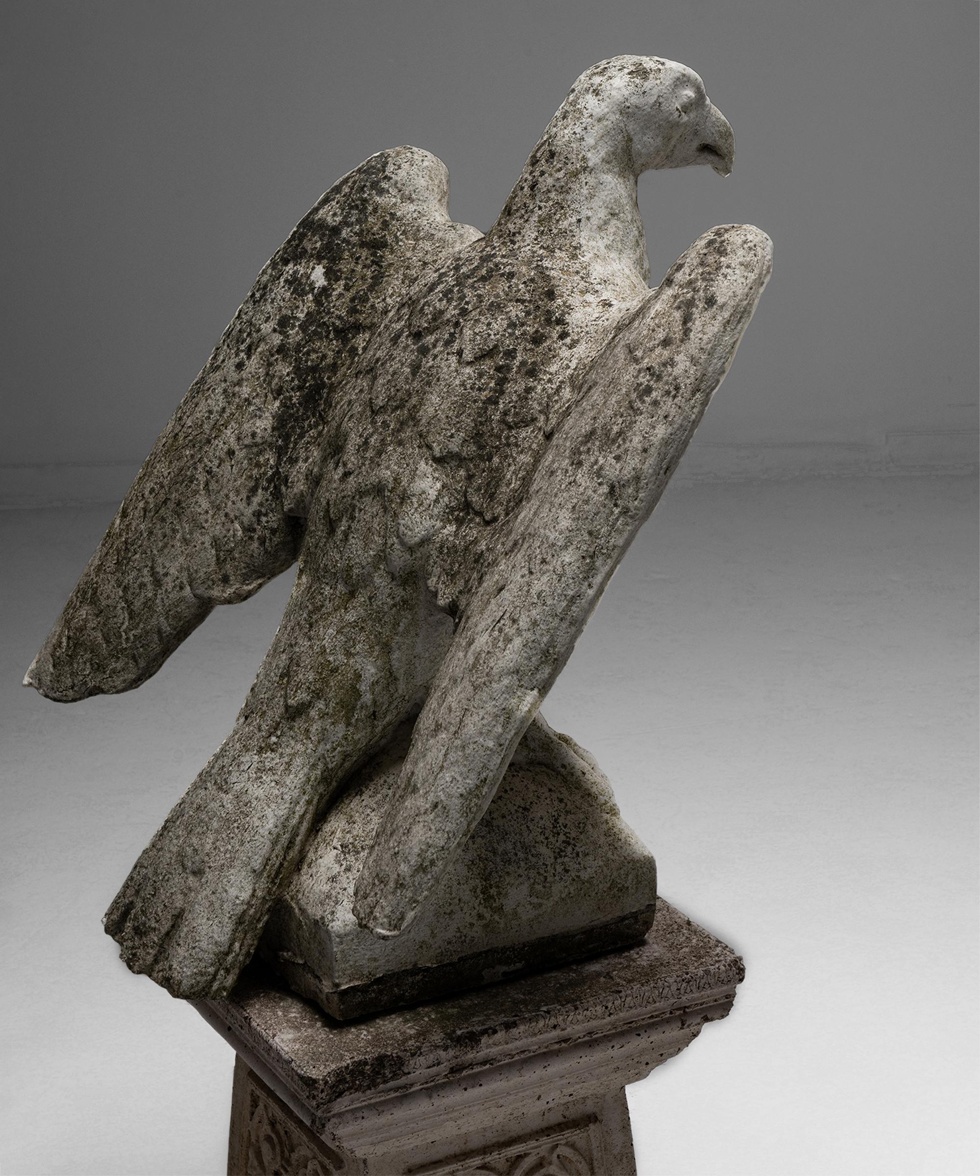 Pair of Marble di Latte Eagles on Stands, England Circa 1940 2