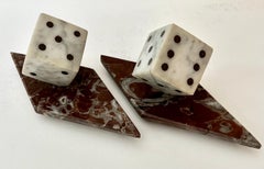 Pair of Marble Dice Bookends with Marble Bases