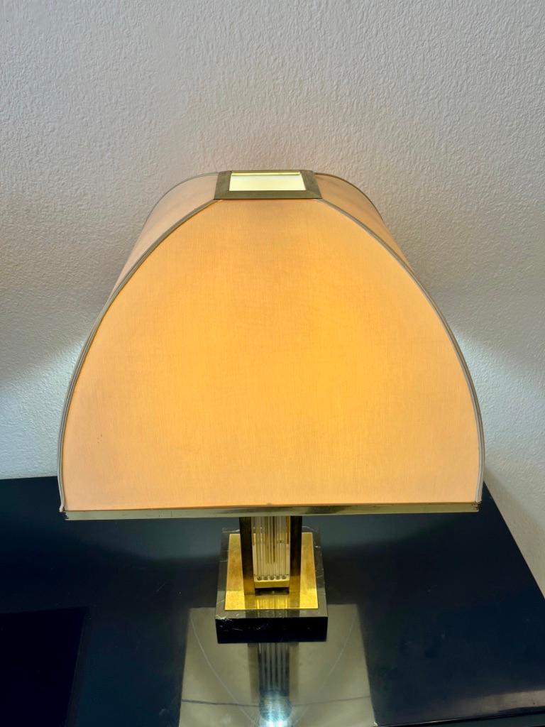 Pair of Marble, Glass & Brass Table Lamps by Romeo Rega, Italy ca. 1970s For Sale 5