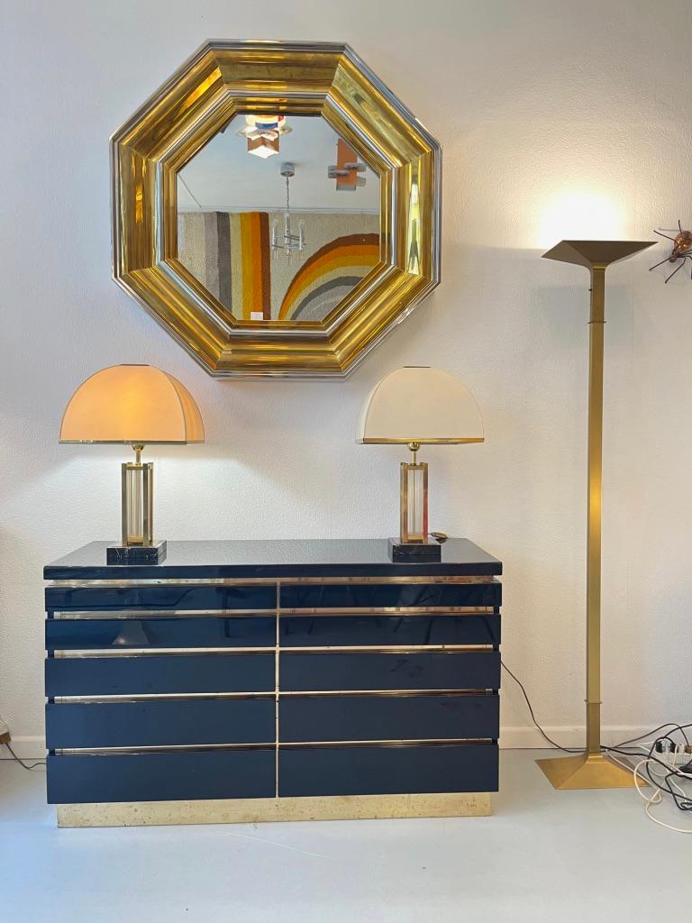 Pair of Marble, Glass & Brass Table Lamps by Romeo Rega, Italy ca. 1970s For Sale 7