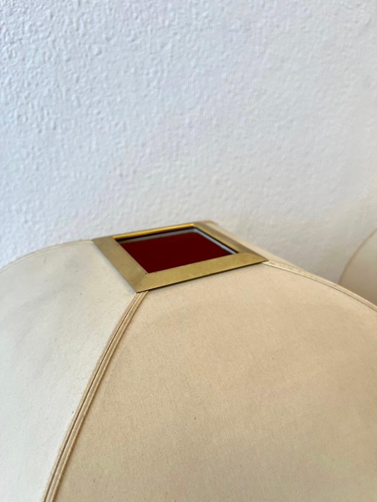 Pair of Marble, Glass & Brass Table Lamps by Romeo Rega, Italy ca. 1970s For Sale 4