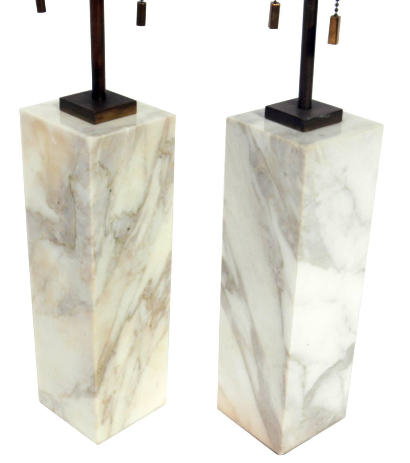 Mid-Century Modern Pair of Marble Lamps by T.H. Robsjohn Gibbings for Hansen