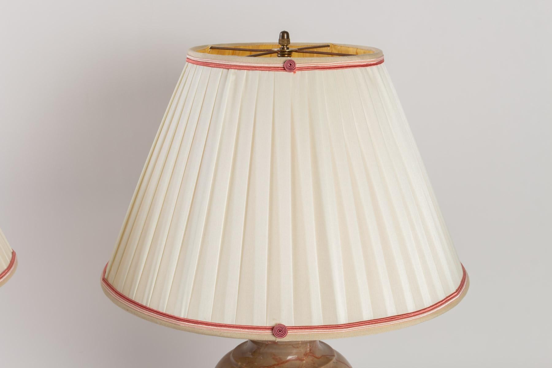 20th Century Pair of Marble Lamps