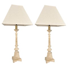 Pair of Marble Lamps, French Vintage, Pale Grey